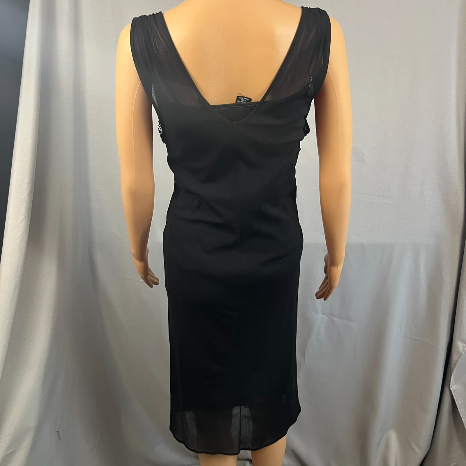 Vintage Vivienne Tam Dress Size 2 Womens Flower Beaded Black Mesh 90s Formal - Thumbnail 4