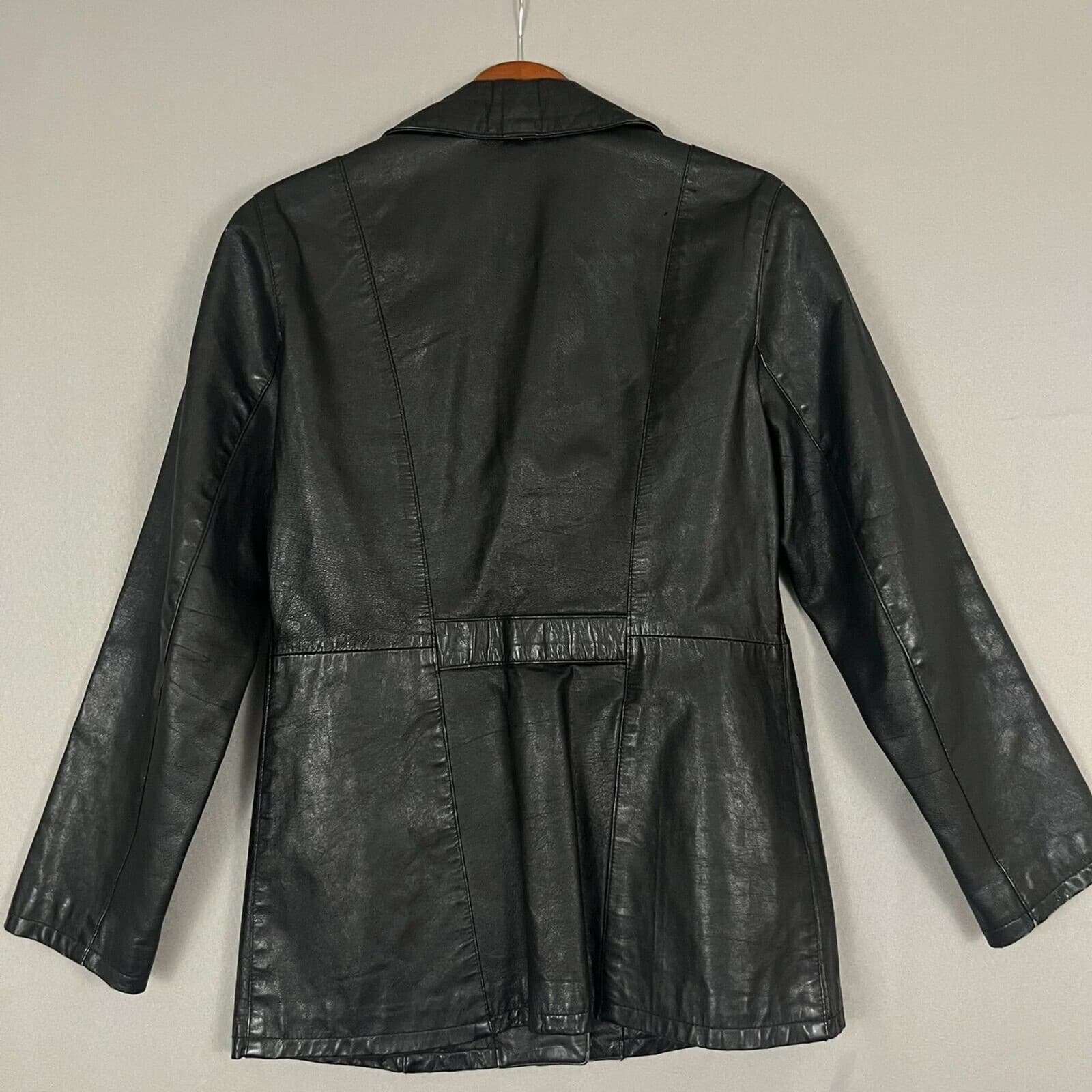 Vintage Vera Pelle Black Leather Jacket Women's Sz 44 Biker Italian 90s Chic - Thumbnail 4