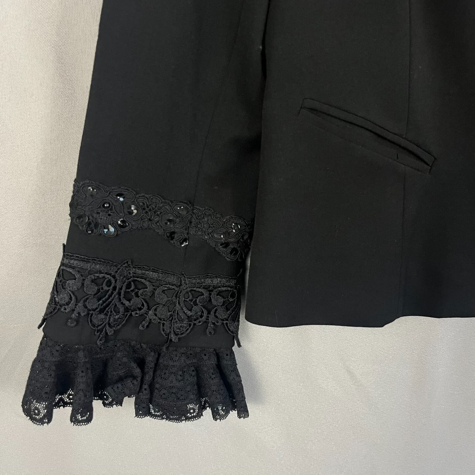 Vtg Forwear New York Women's Blazer Sz 8 Black Shoulder Pads Regency Victorian - Thumbnail 2