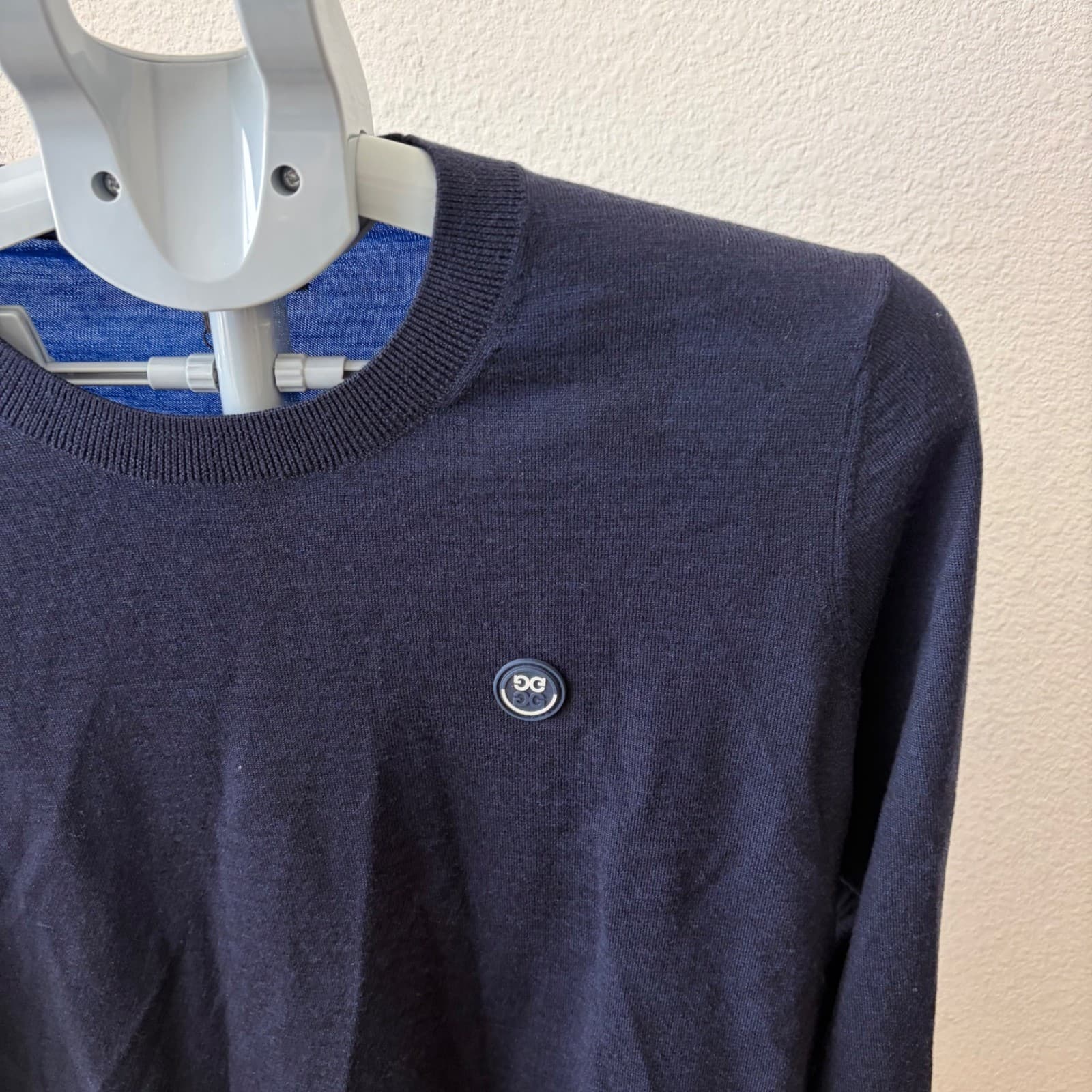 G/FORE Happy G's Merino Wool Sweater Men's Large Navy Blue Golf Pullover - Thumbnail 3