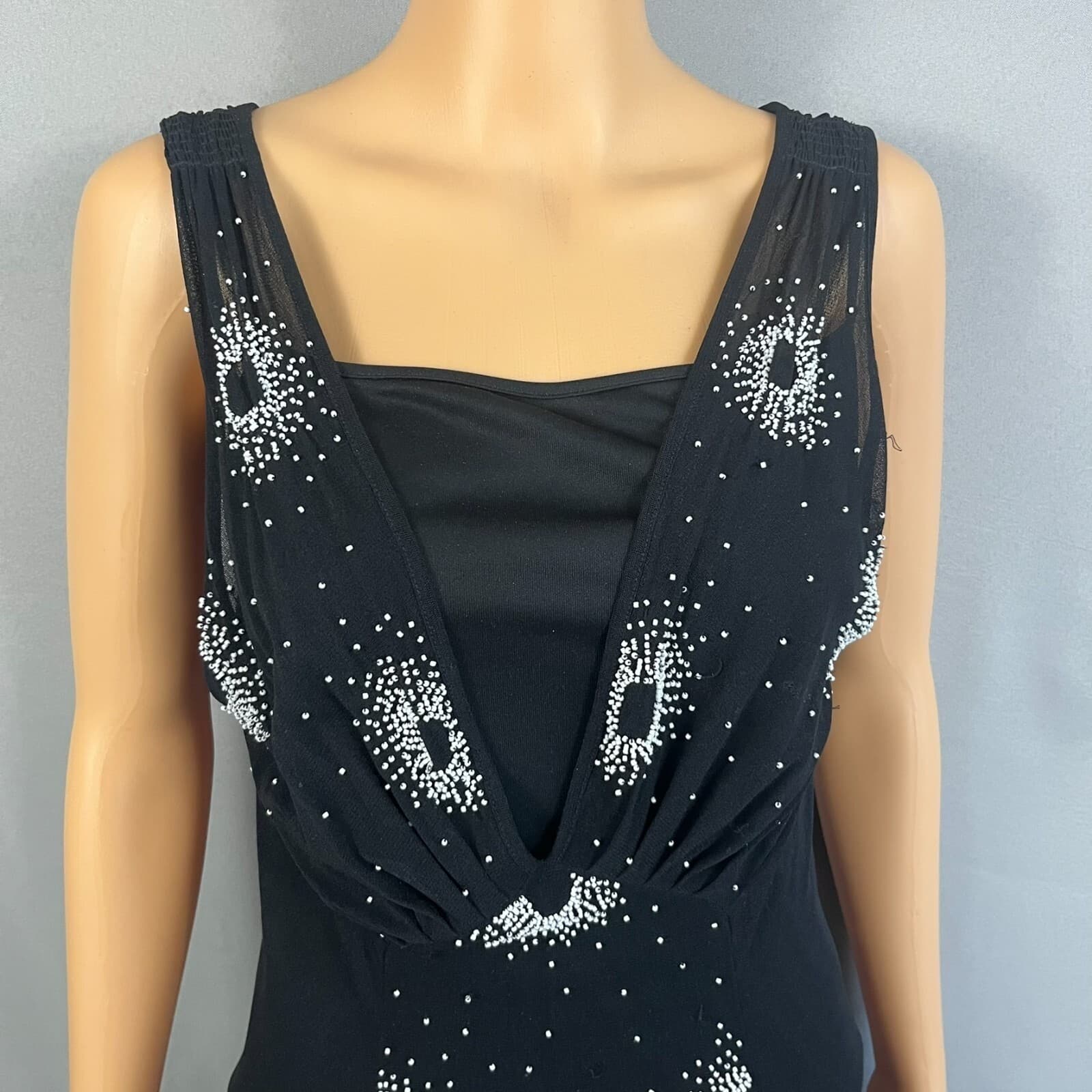 Vintage Vivienne Tam Dress Size 2 Womens Flower Beaded Black Mesh 90s Formal - Thumbnail 3
