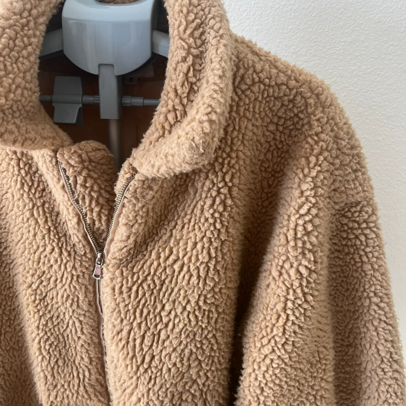 I. AM. GIA. Pixie Teddy Oversized Chore Coat Sherpa Jacket In Camel Brown Small - Thumbnail 3