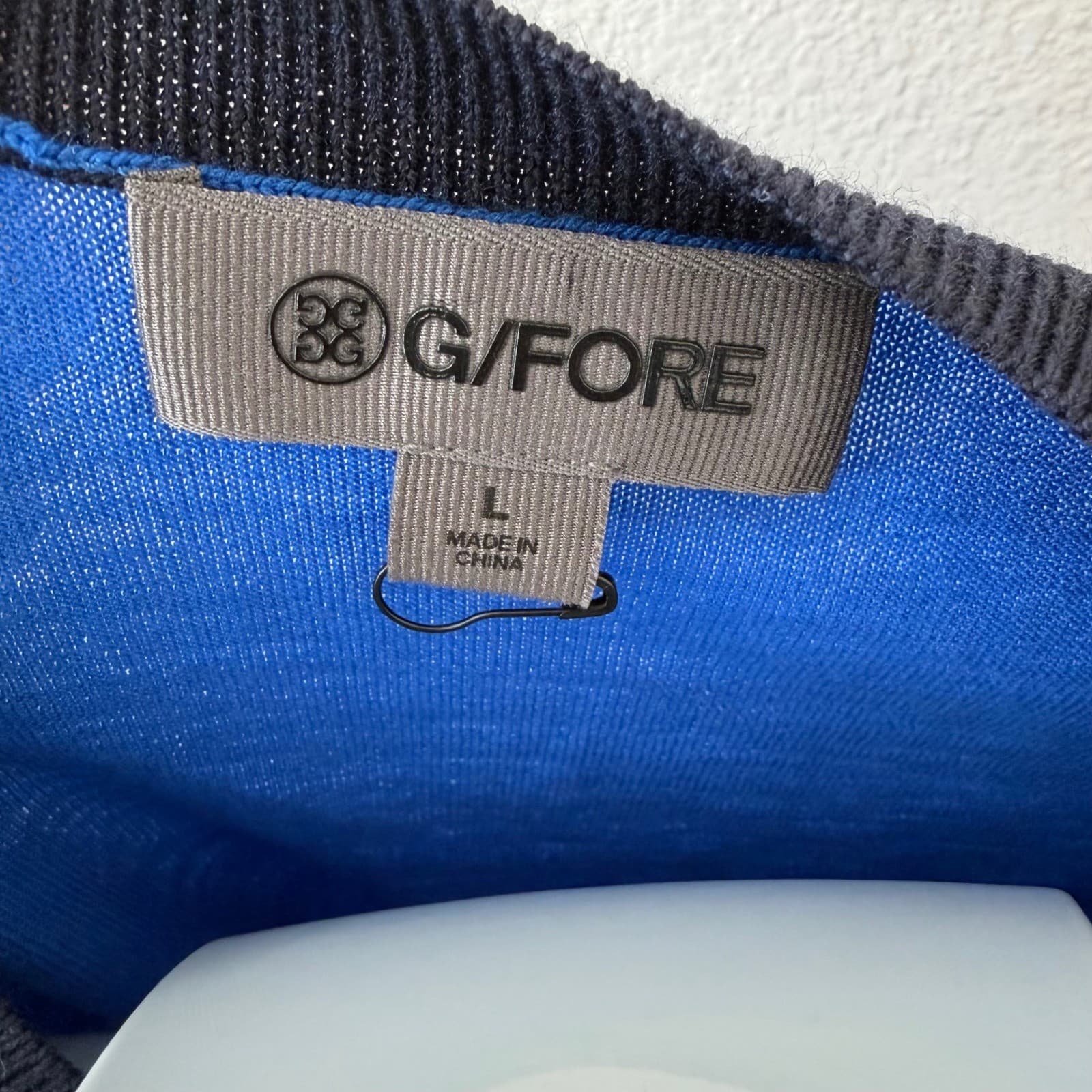 G/FORE Happy G's Merino Wool Sweater Men's Large Navy Blue Golf Pullover - Thumbnail 4