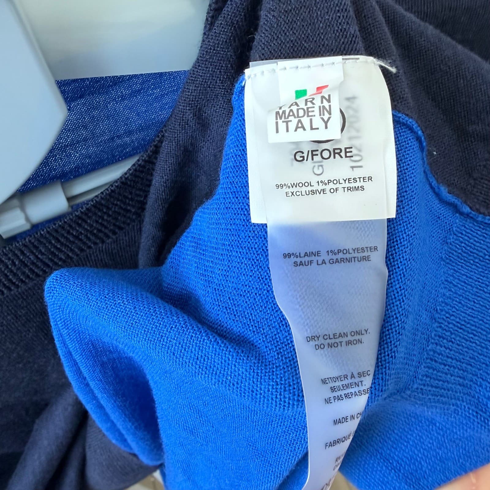G/FORE Happy G's Merino Wool Sweater Men's Large Navy Blue Golf Pullover - Thumbnail 5