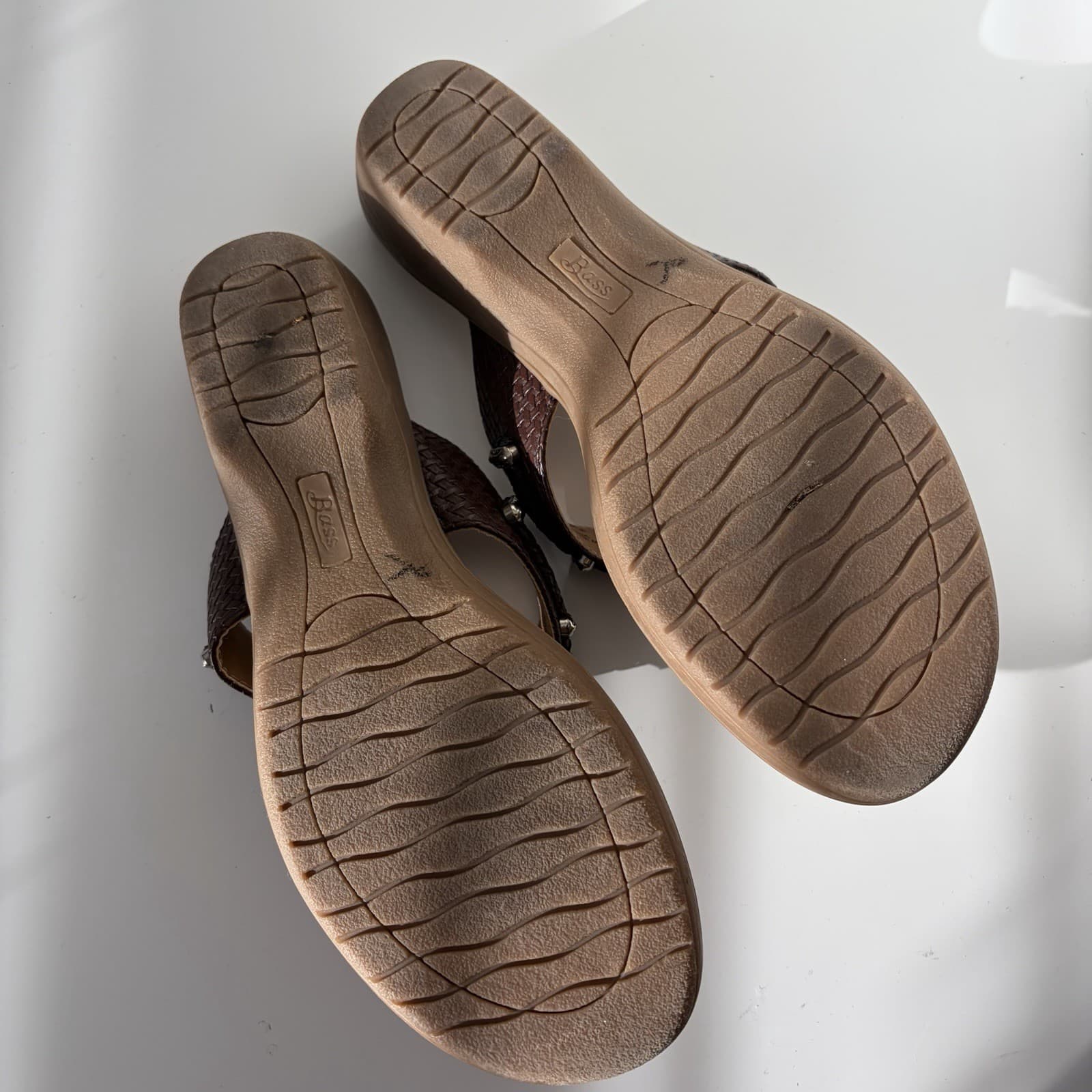 G.H Bass & Co Brown Lucy Sandals Faux Leather Boho Biker Silver Womens Sz 9M - Thumbnail 4