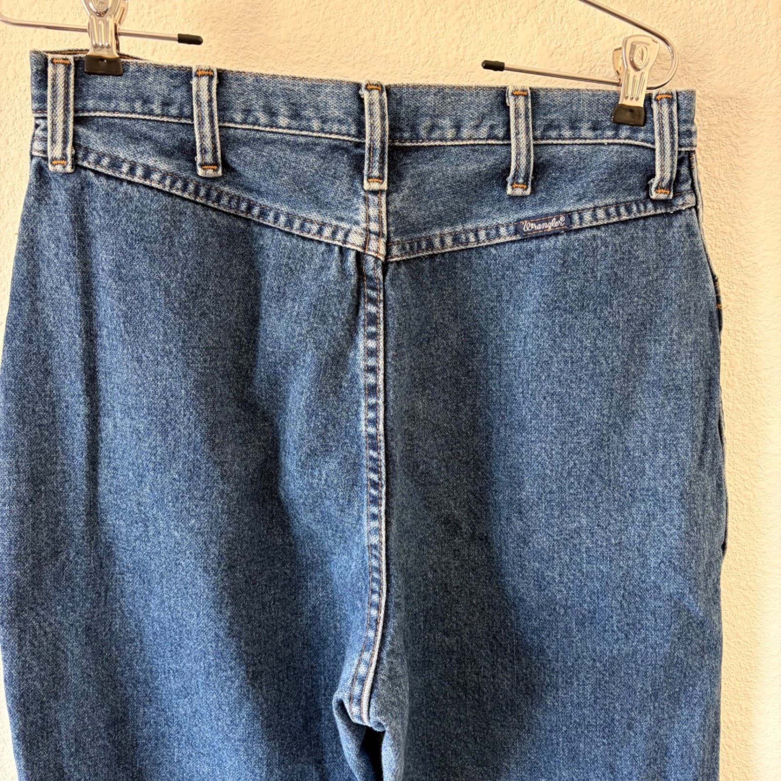 Wrangler Vintage Bare Back High Waisted Jeans Medium Wash Made in USA 13/14 x 34 - Thumbnail 4