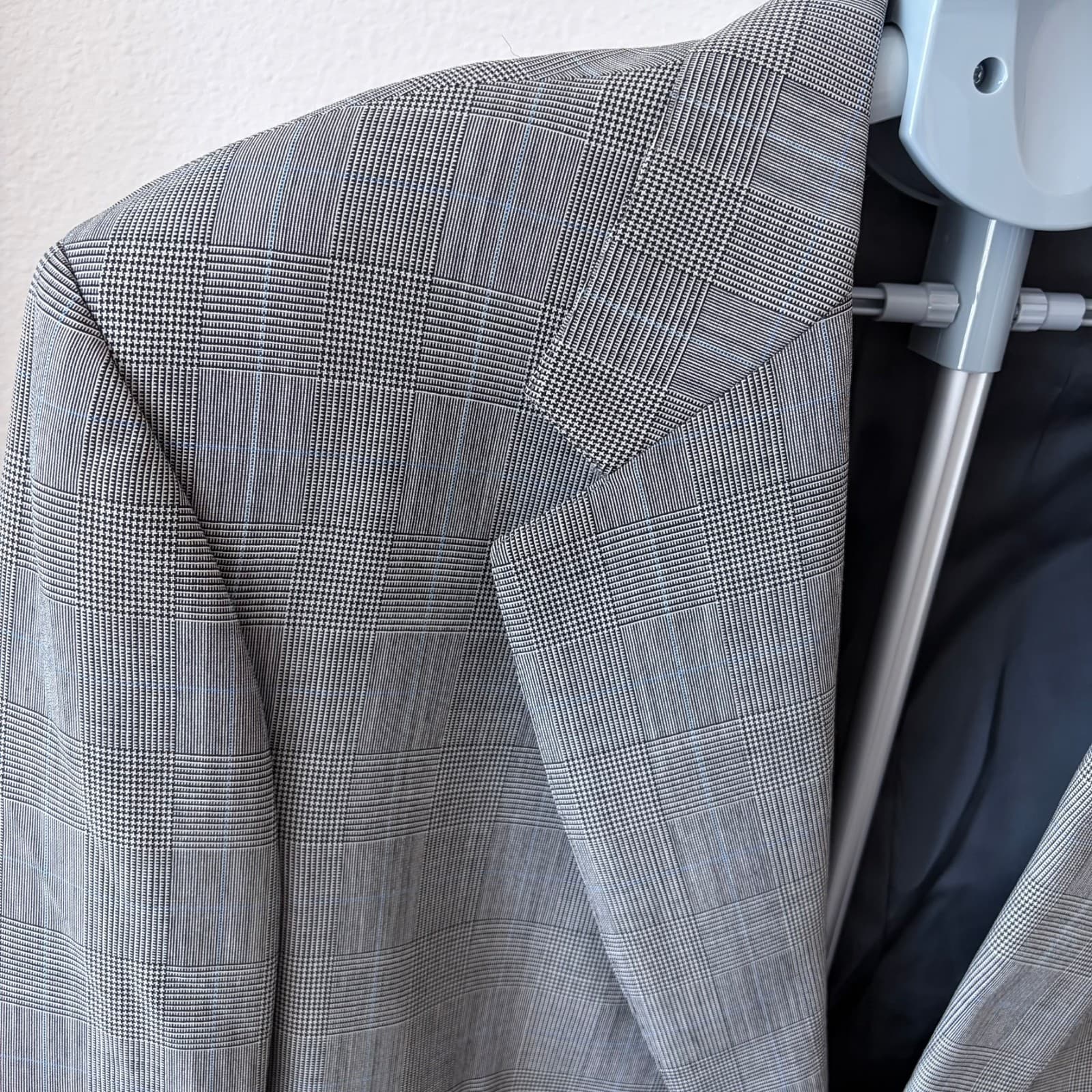 Brooks Brothers Makers Blazer 46L Gray Plaid Pure Wool USA Brooksflax Two Button - Thumbnail 3
