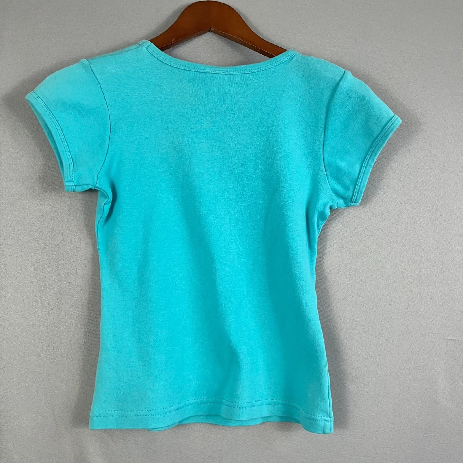 Vintage Charlotte Tarantola Baby Tee T-Shirt Women MED Blue Pink Sequin Flamingo - Thumbnail 5