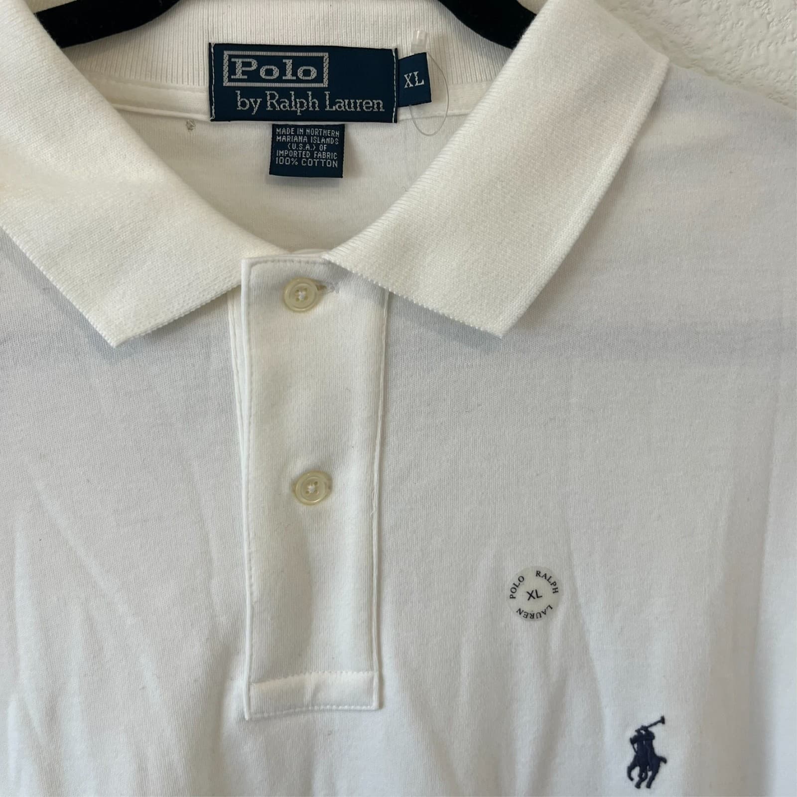 Polo Ralph Lauren White Shirt XL Deadstock Vintage 2000s Made in Mariana Islands - Thumbnail 2