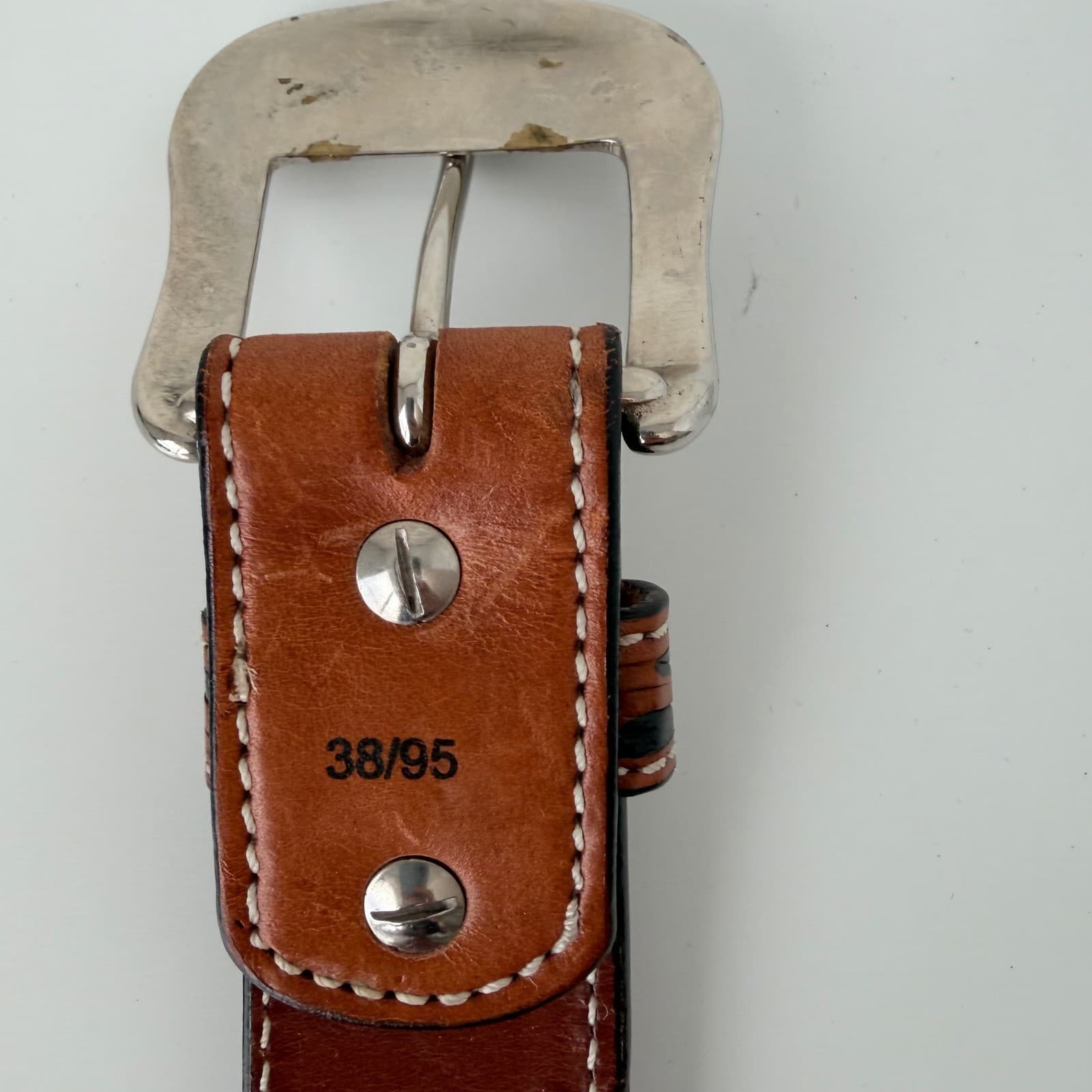 Ariat Full Grain Leather Belt Men Brown Floral Tooled Western Silver Tone Buckle - Thumbnail 3