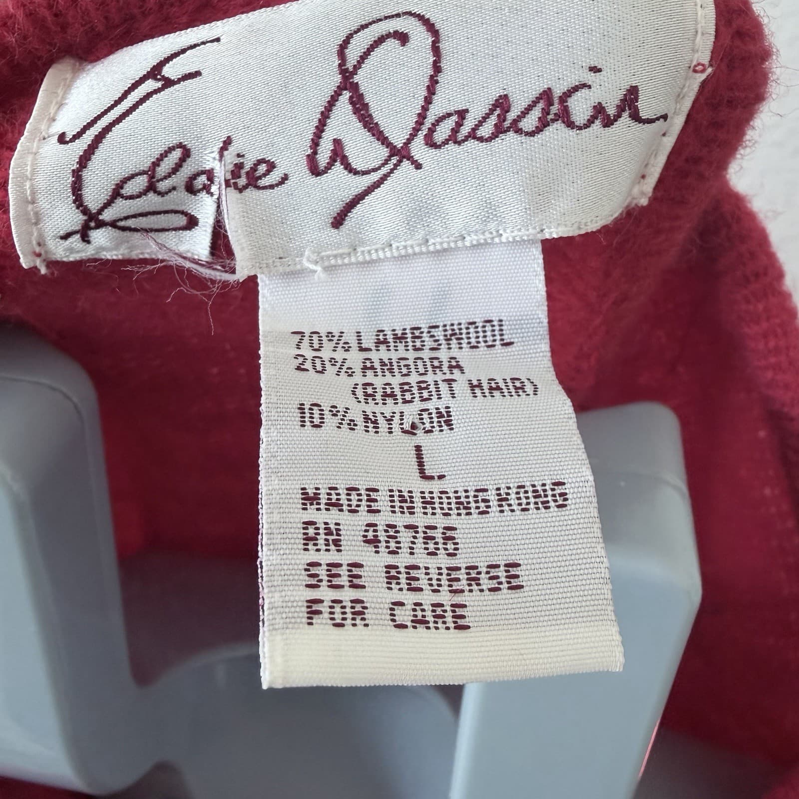 Vtg 80s Red Lambswool Agnora Sequin Sweater LG Eddie Dassin Beaded Holiday Party - Thumbnail 5