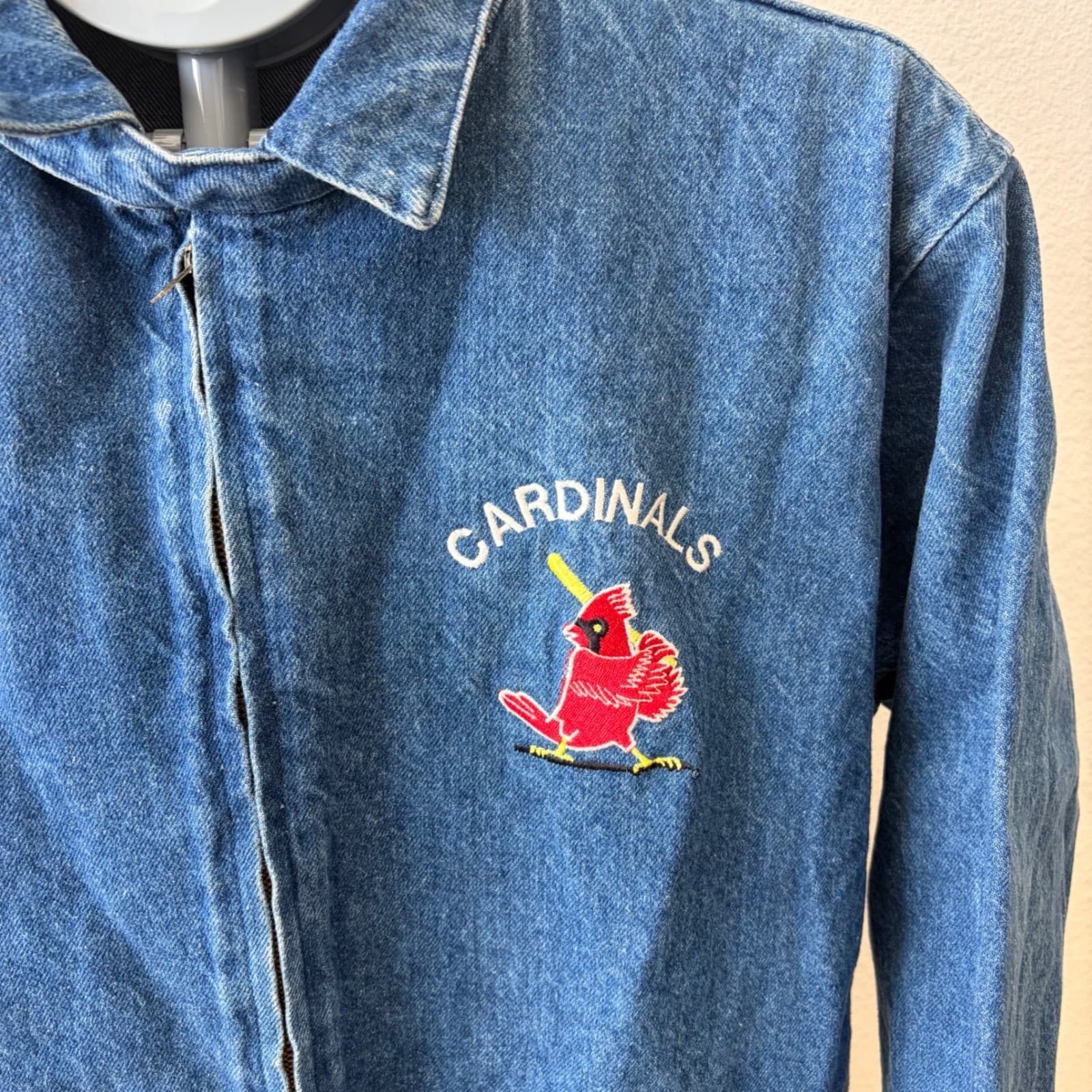 Chalk Line Denim Jacket Mens Medium Blue St Louis Cardinals Vintage MLB 90s USA - Thumbnail 2
