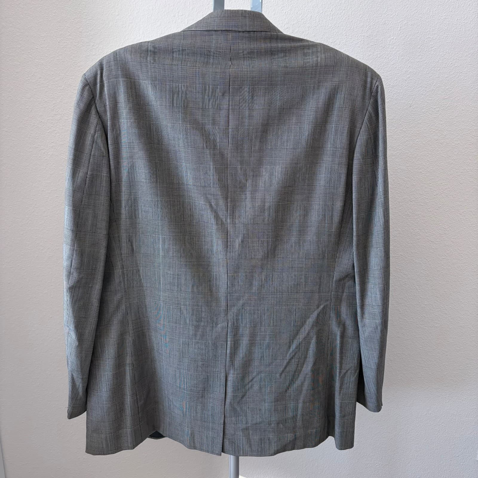 Brooks Brothers Makers Blazer 46L Gray Plaid Pure Wool USA Brooksflax Two Button - Thumbnail 4