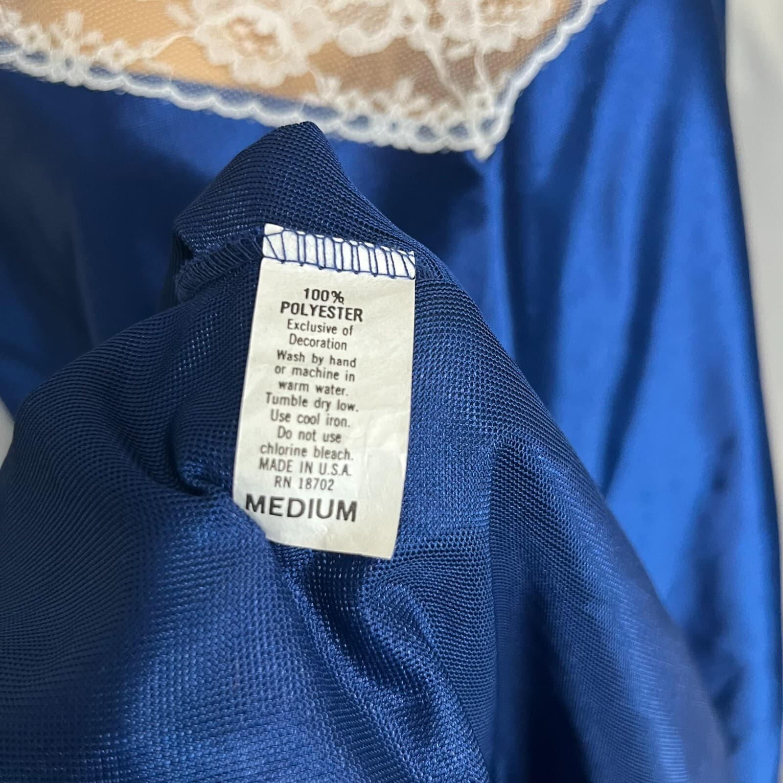 Vintage Vandemere 2 Piece Nightgown Womens Medium Blue Classic Lace Detail - Thumbnail 7