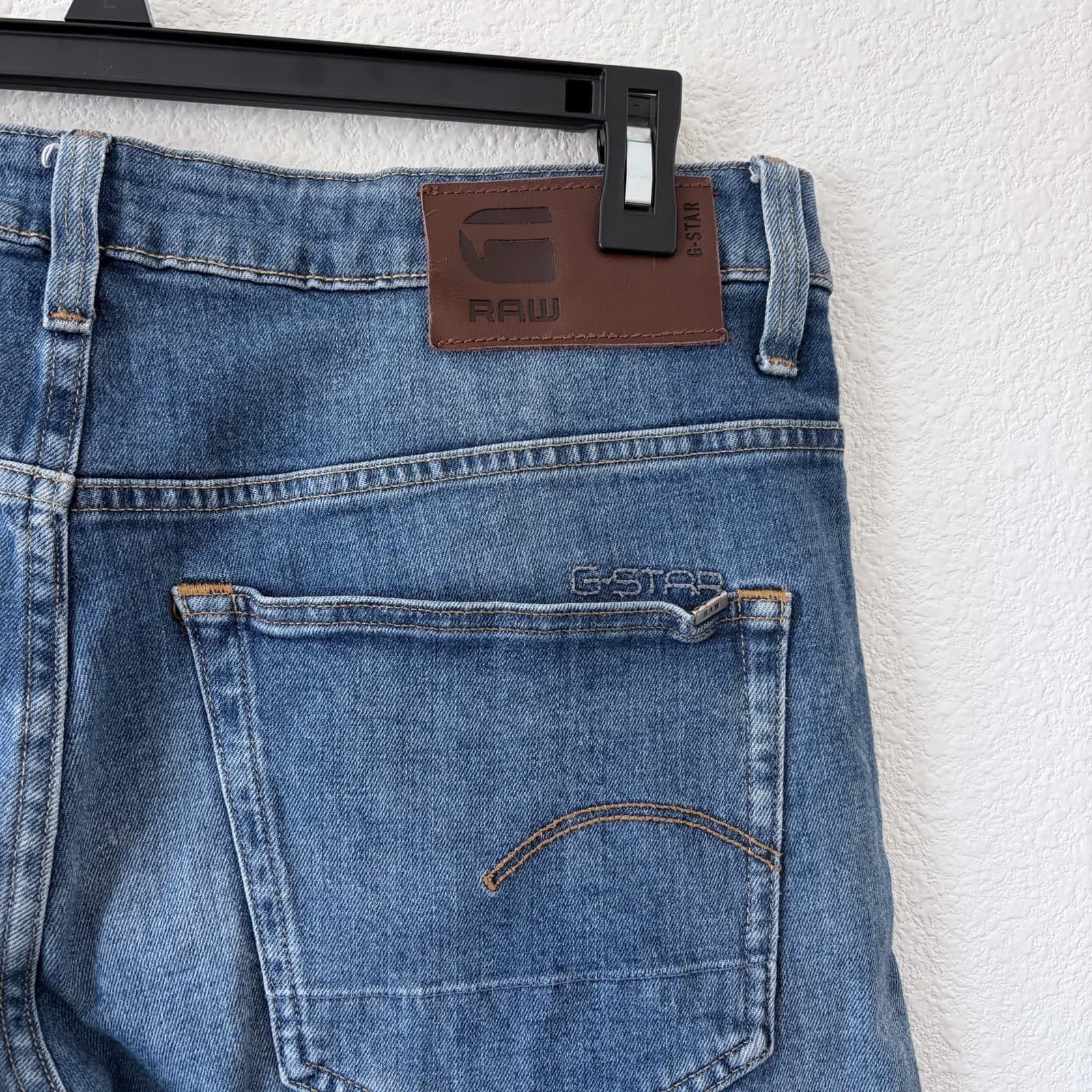 G-Star RAW 3301 Slim Jeans Men’s Blue Denim Button Fly 34x20 Skater Casual - Thumbnail 4