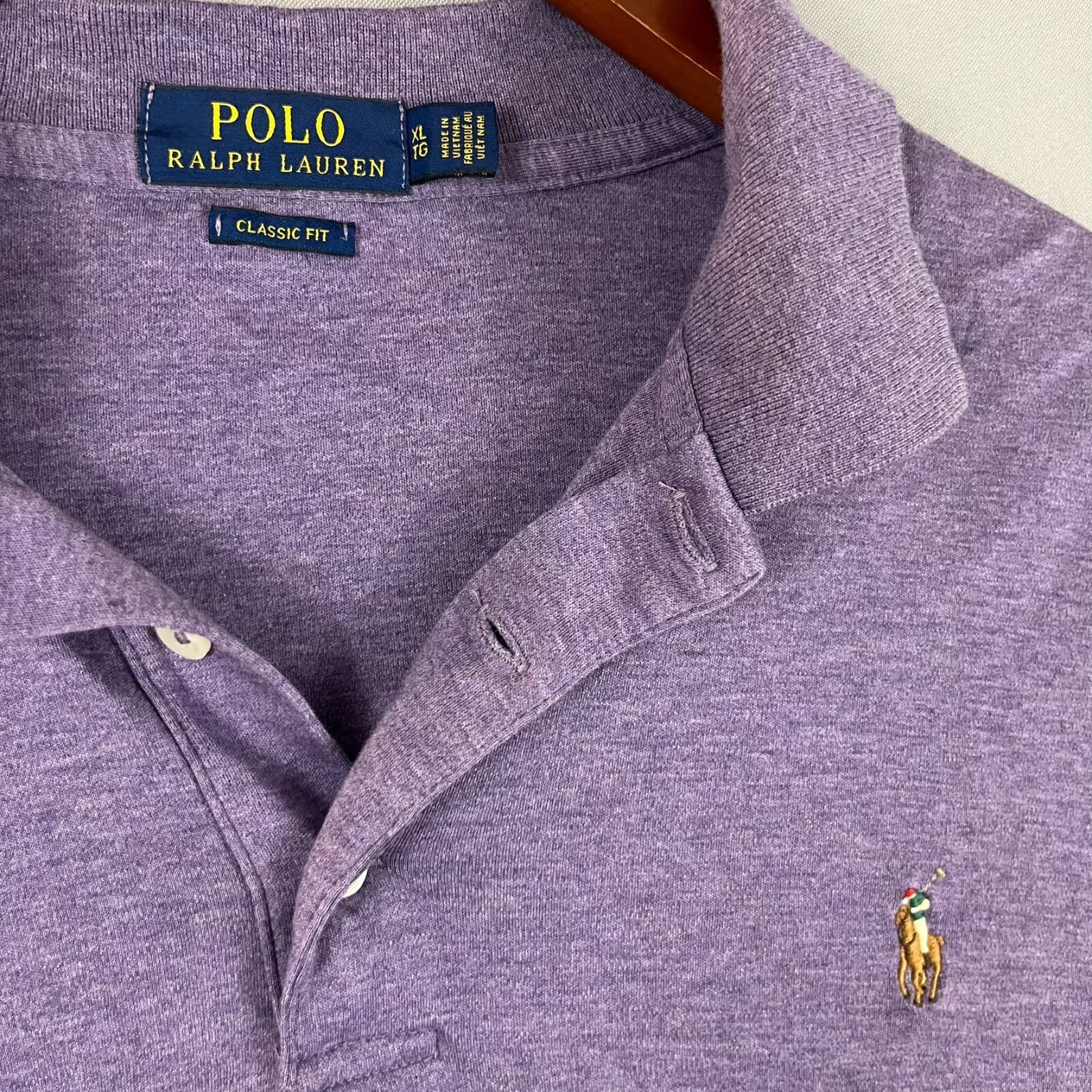 Polo Ralph Lauren Shirt Mens XL Purple Golf Polo Flesh Pony Classic Fit Stretchy - Thumbnail 2