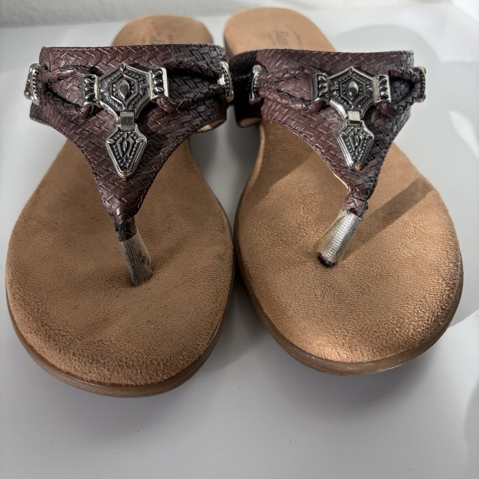 G.H Bass & Co Brown Lucy Sandals Faux Leather Boho Biker Silver Womens Sz 9M - Thumbnail 5