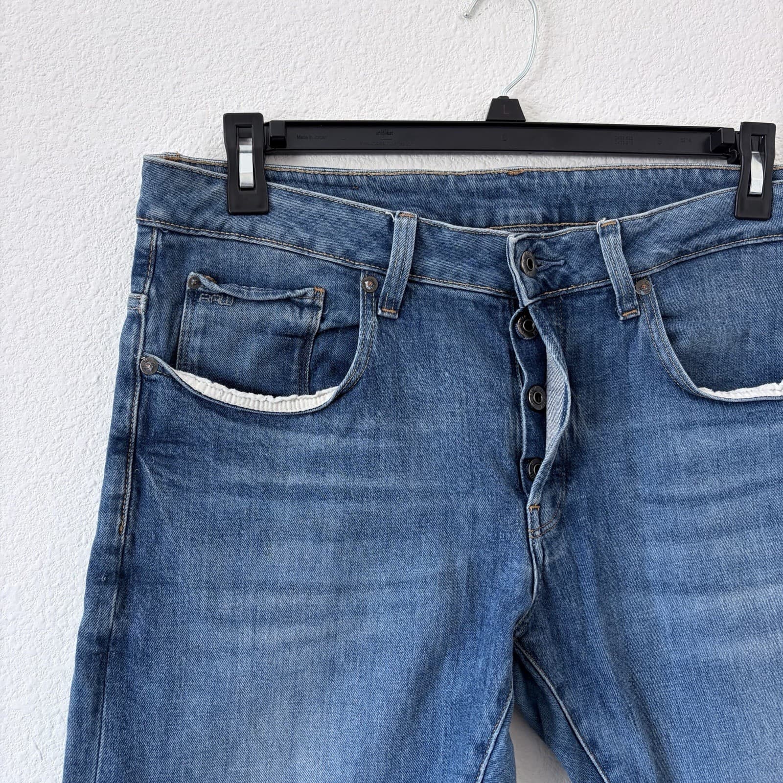 G-Star RAW 3301 Slim Jeans Men’s Blue Denim Button Fly 34x20 Skater Casual - Thumbnail 2