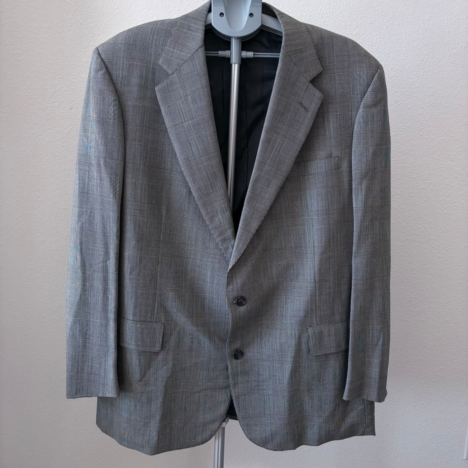 Brooks Brothers Makers Blazer 46L Gray Plaid Pure Wool USA Brooksflax Two Button - Thumbnail 2