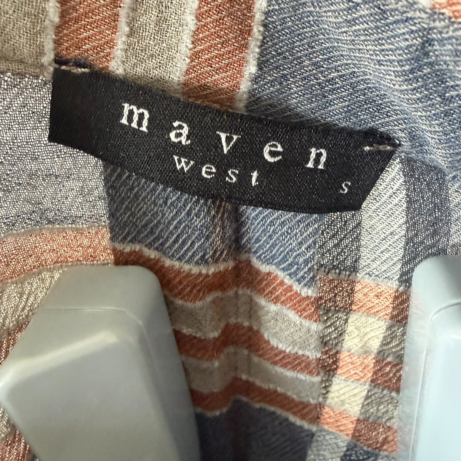 Maven West Shirt S Plaid Button Up Long Sleeve Tab Roll Cotton Modal Lightweight - Thumbnail 3
