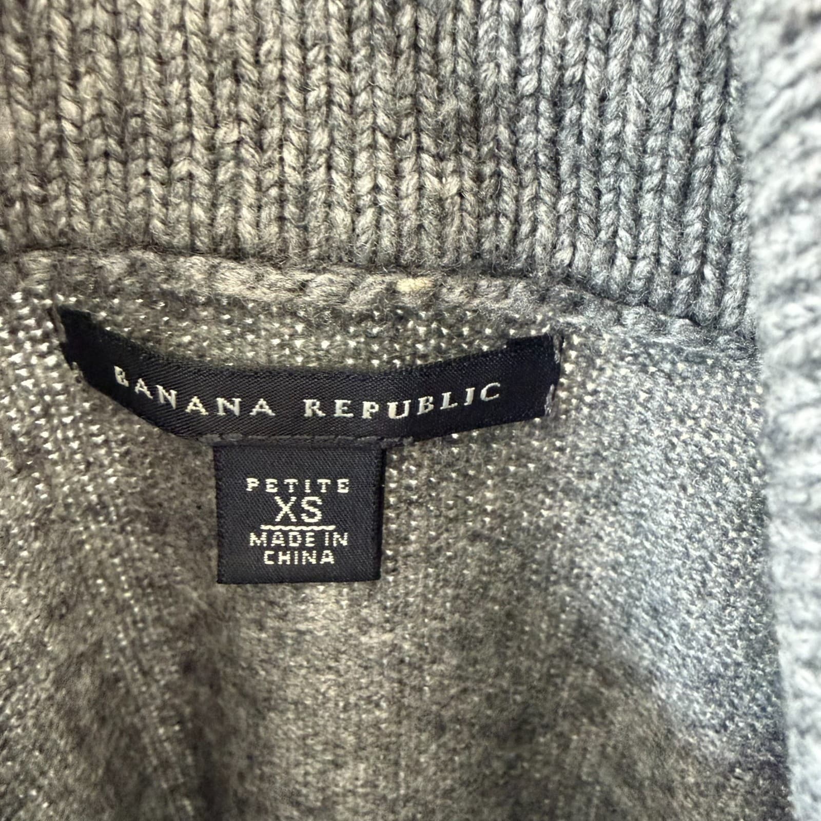 Banana Republic Petite XS Gray Knit Blazer Cardigan Double Breasted Wool Cashmer - Thumbnail 4