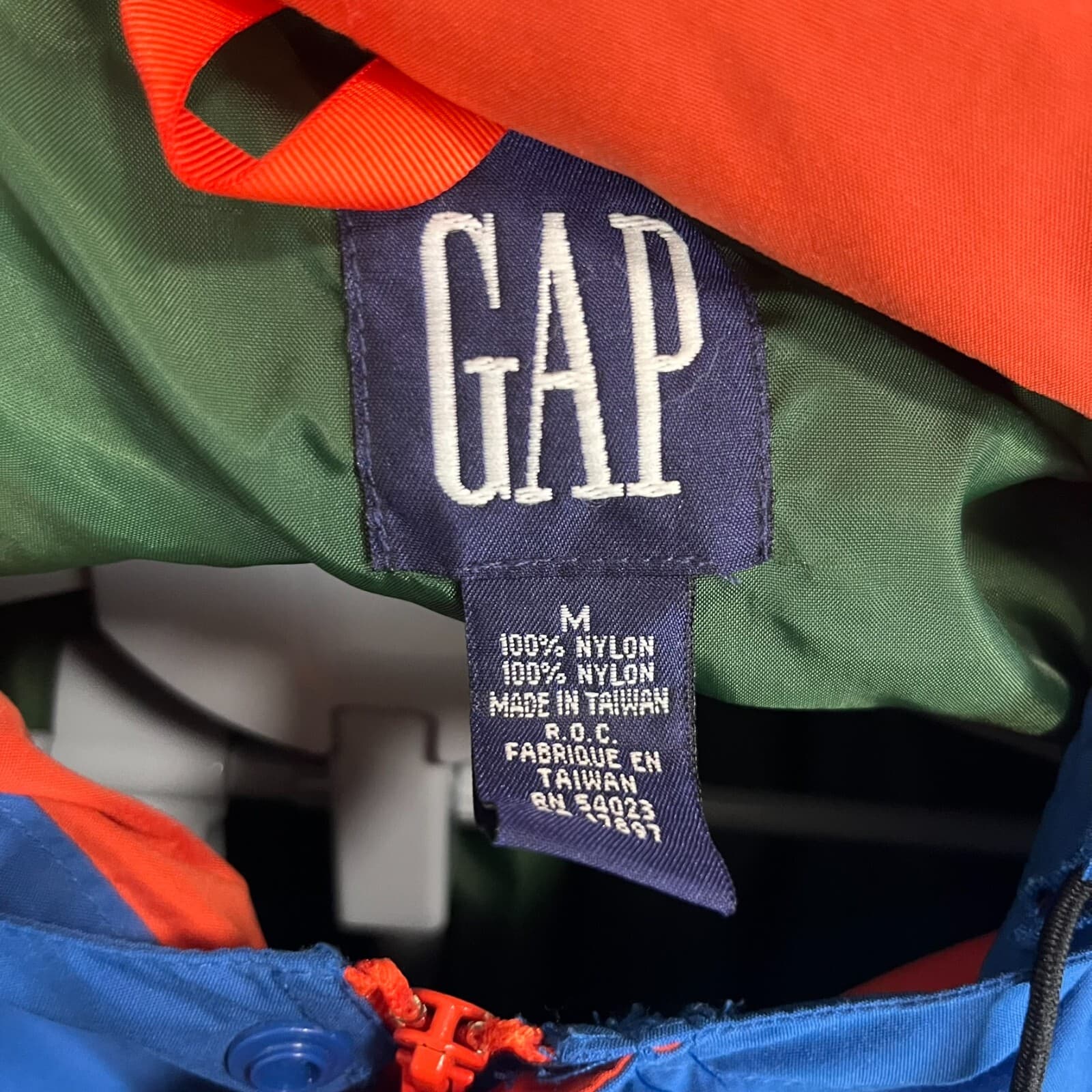 Vintage Gap Anorak Jacket Mens Medium Blue Nylon Pockets Hooded Lined Half Zip - Thumbnail 2