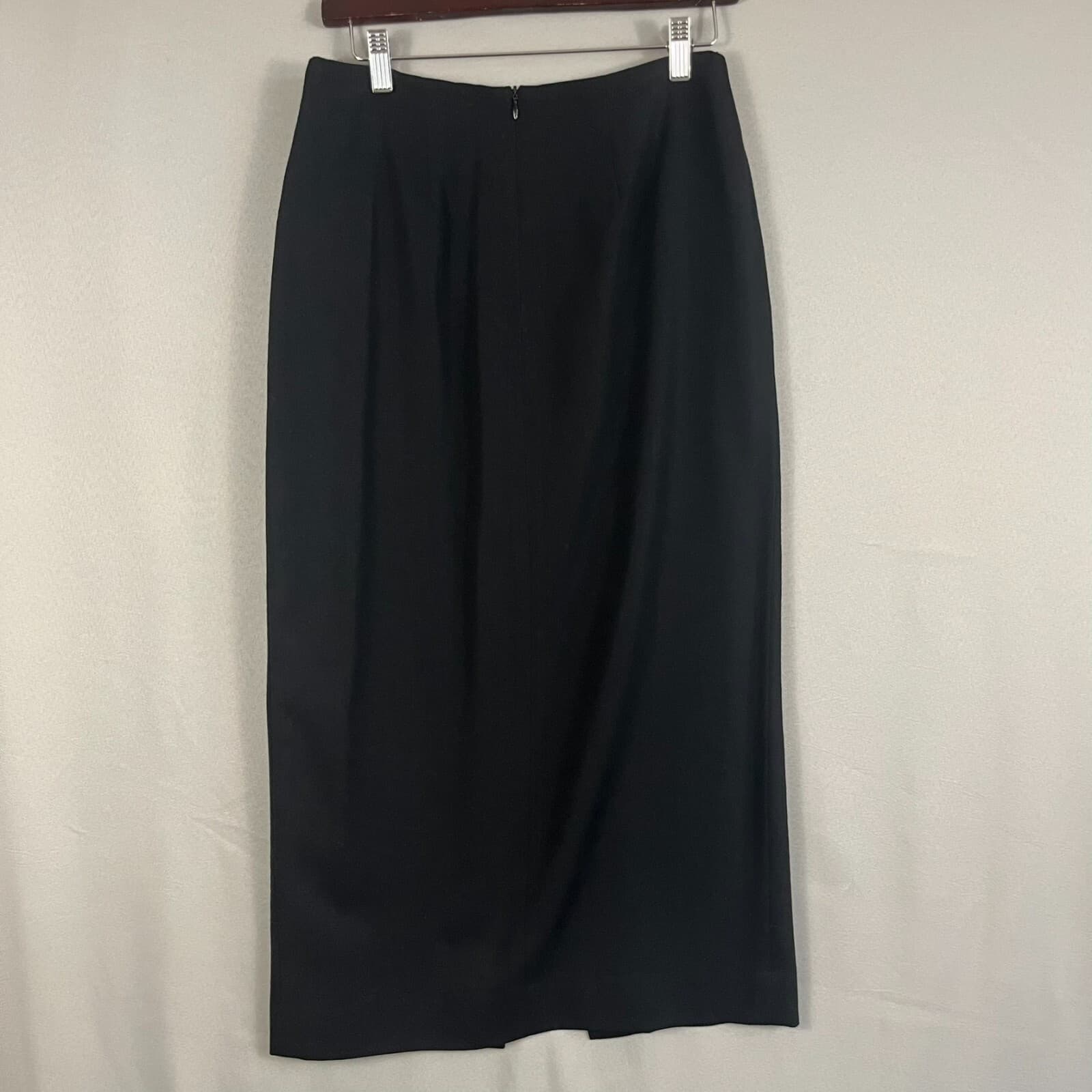 Wheaton & Katz Long Pencil Skirt Womens 10 Black 100% Wool Lined Office Career - Thumbnail 3