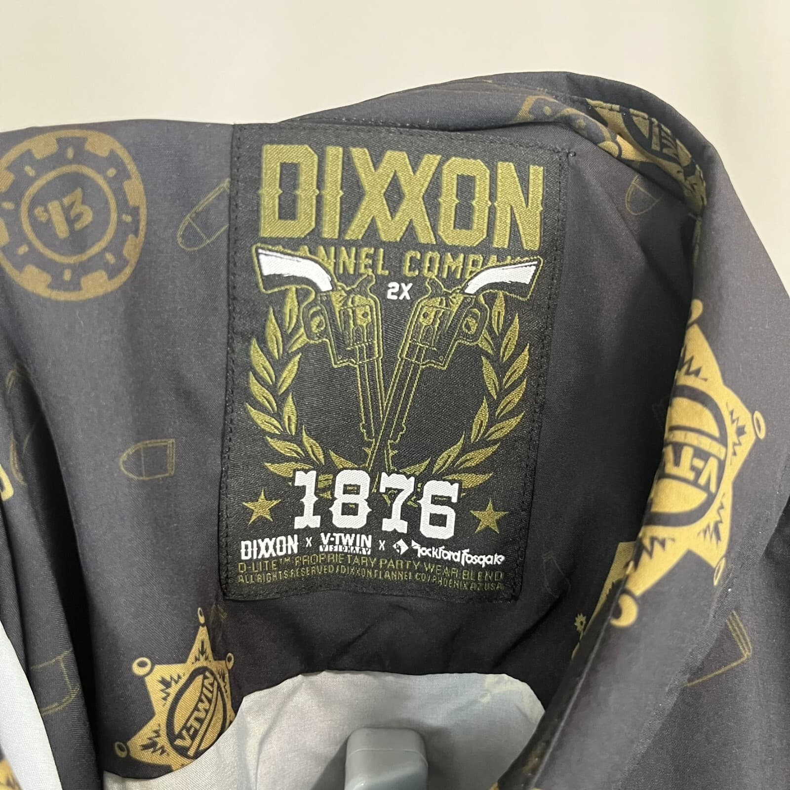 Dixxon Flannel Co. Western Shirt Mens 2X Black Cowboy Outlaw Print Short Sleeve - Thumbnail 6