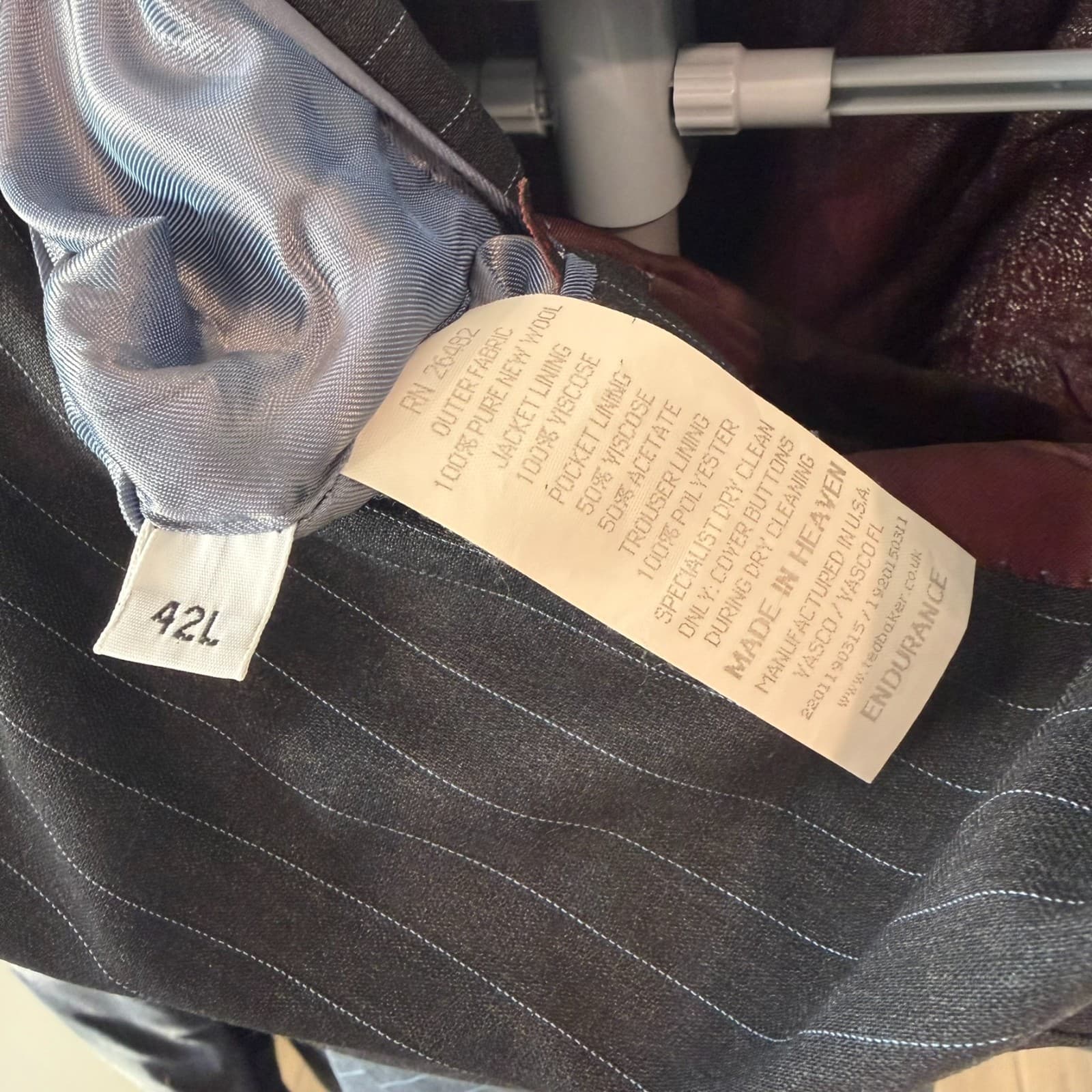 Ted Baker Blazer Jacket Mens 42L Black Pinstripes Wool Single Breasted Business - Thumbnail 5