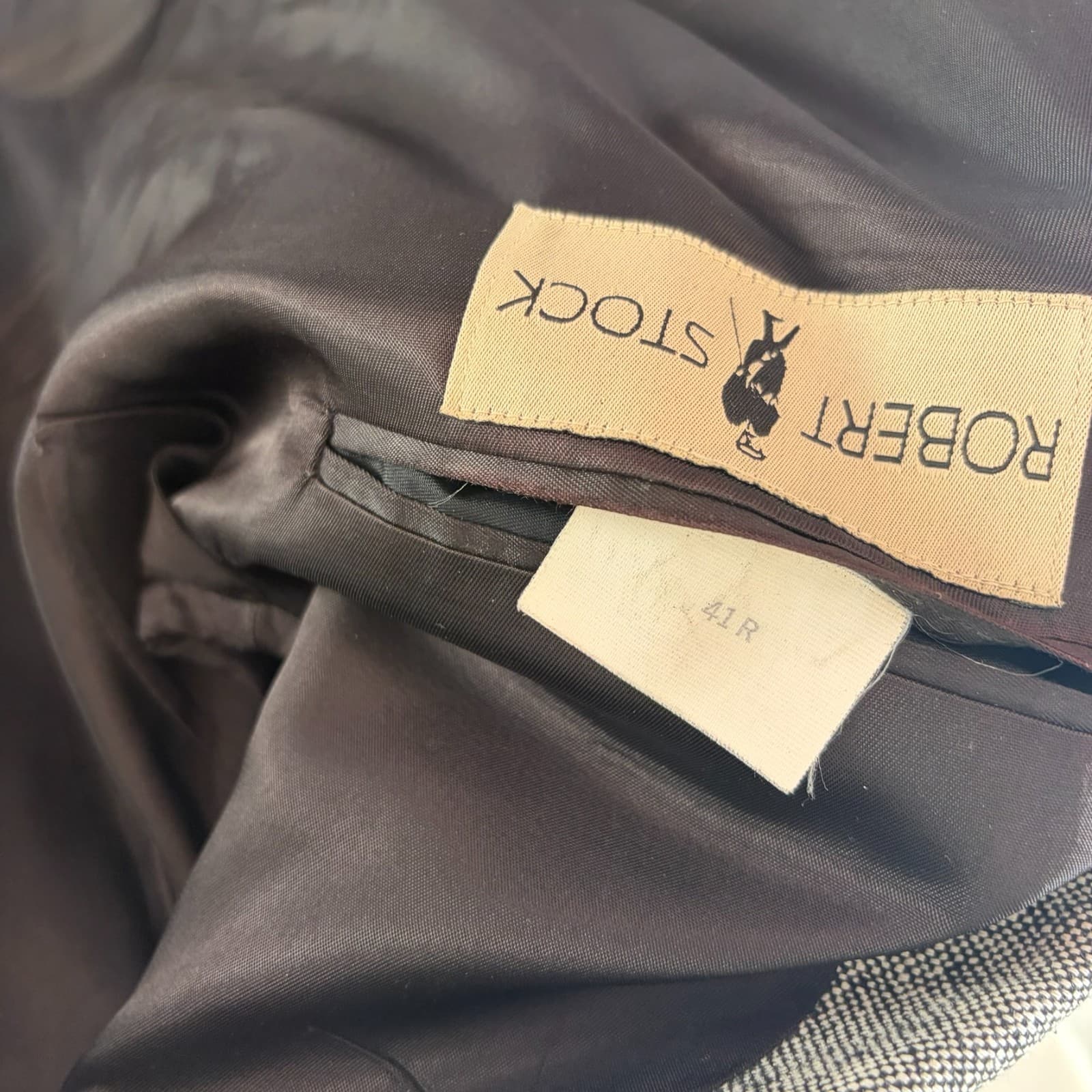 Vtg Robert Stock Blazer Jacket Mens 41R Gray Notch Lapel Single Breasted Formal - Thumbnail 5