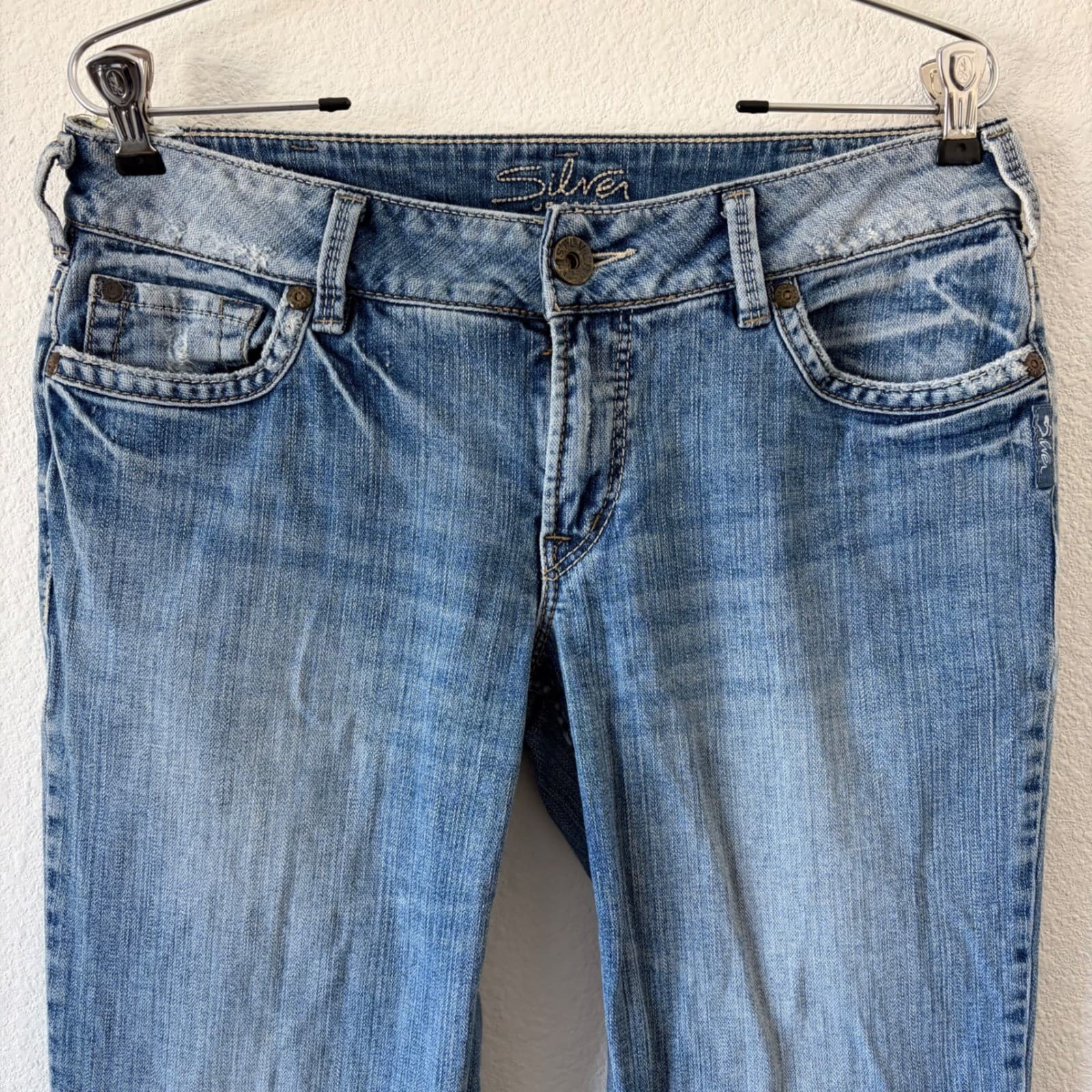 Silver Jeans Suki Mid Rise Bootcut Blue Denim Jeans Low Rise Size 31/32 Y2K Vtg - Thumbnail 2