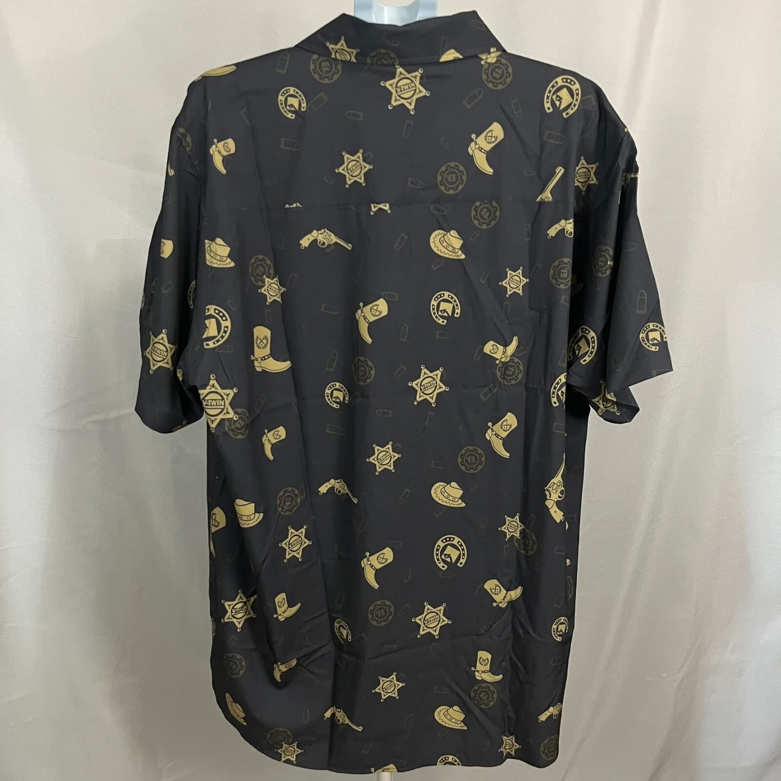 Dixxon Flannel Co. Western Shirt Mens 2X Black Cowboy Outlaw Print Short Sleeve - Thumbnail 4