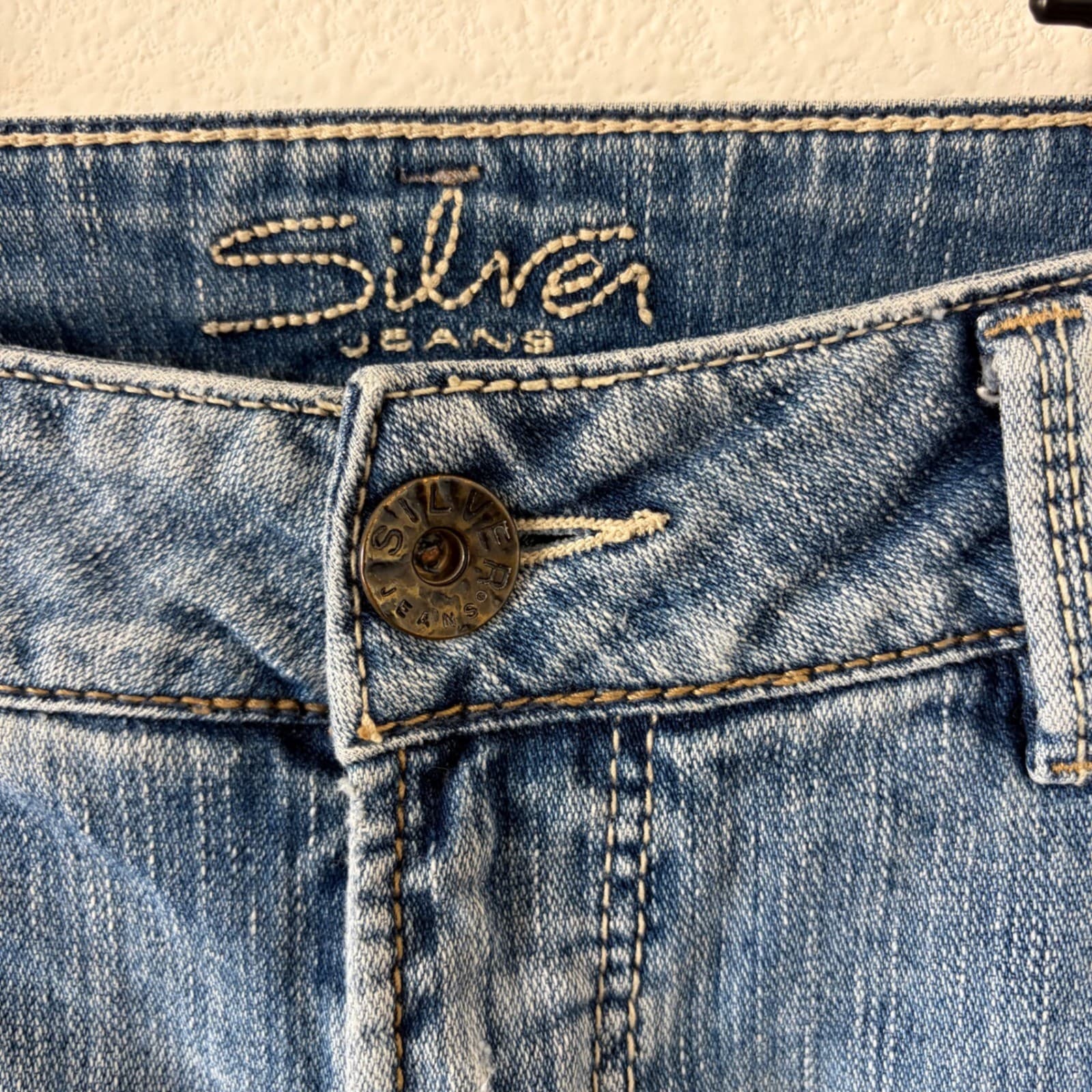 Silver Jeans Suki Mid Rise Bootcut Blue Denim Jeans Low Rise Size 31/32 Y2K Vtg - Thumbnail 4