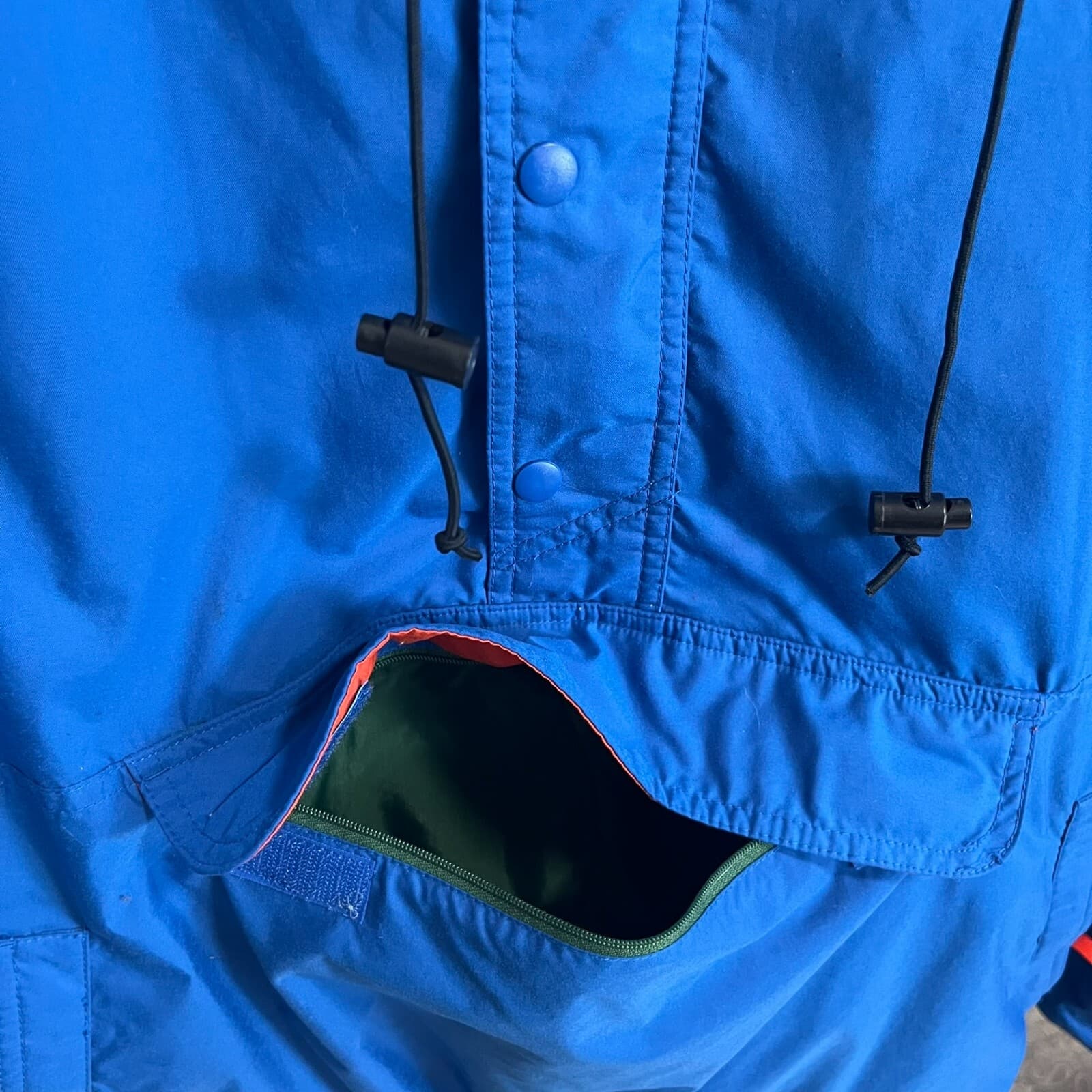 Vintage Gap Anorak Jacket Mens Medium Blue Nylon Pockets Hooded Lined Half Zip - Thumbnail 3