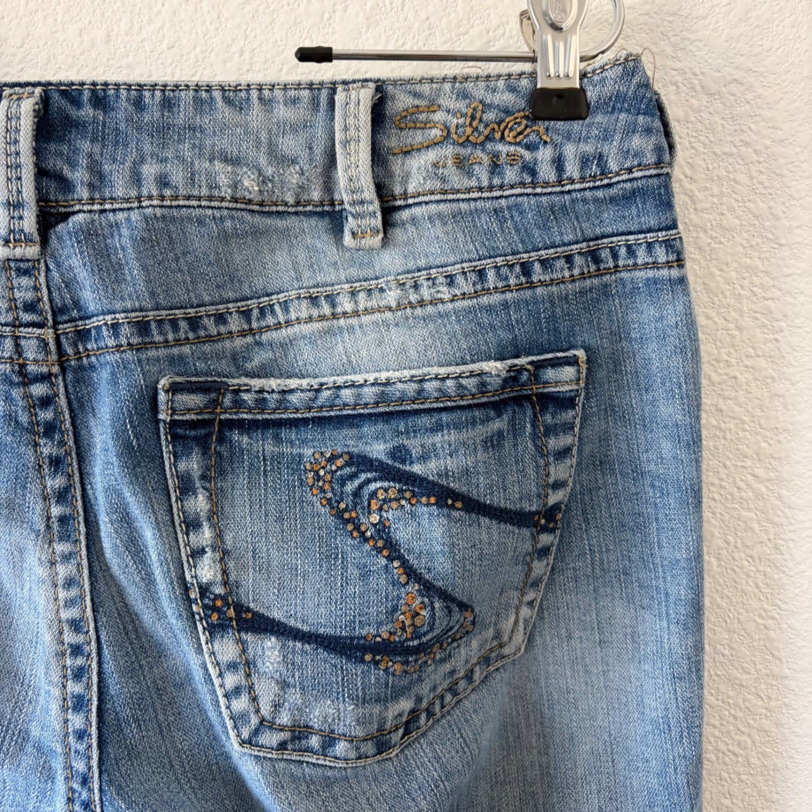 Silver Jeans Suki Mid Rise Bootcut Blue Denim Jeans Low Rise Size 31/32 Y2K Vtg - Thumbnail 6