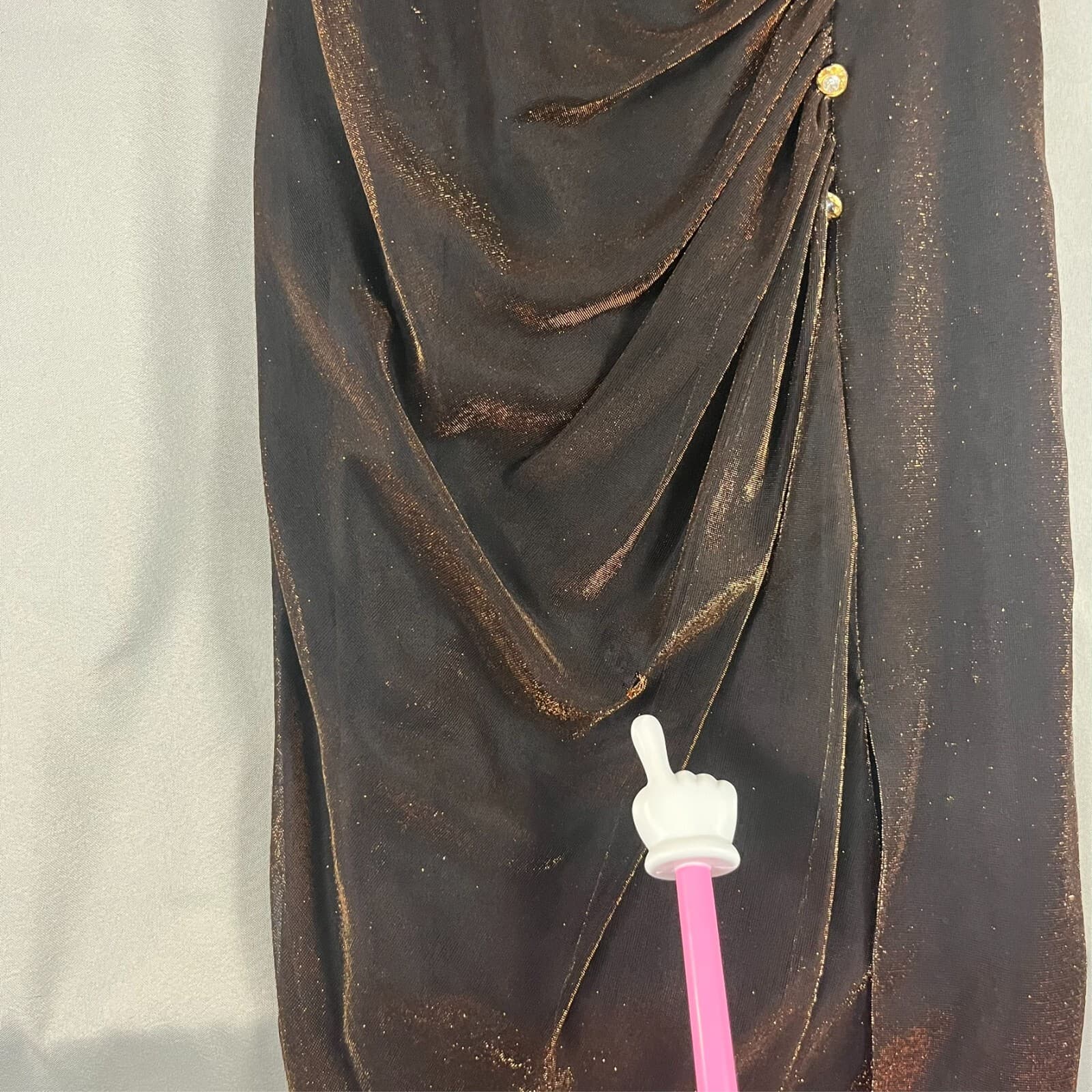Alex Evenings Dress Women Sz 6 Metallic Brown Glitter Off-The-Shoulder Prom Gown - Thumbnail 11