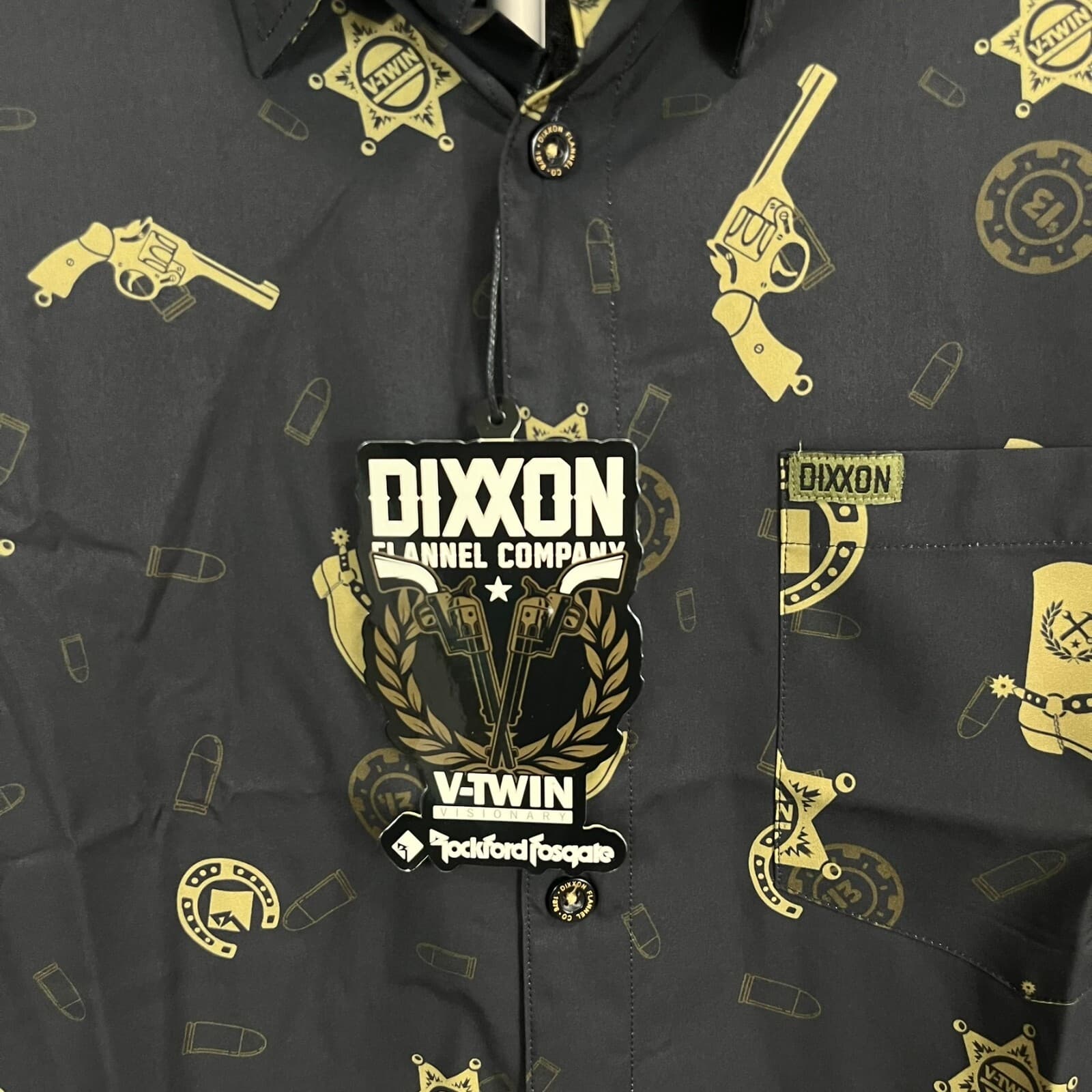 Dixxon Flannel Co. Western Shirt Mens 2X Black Cowboy Outlaw Print Short Sleeve - Thumbnail 3