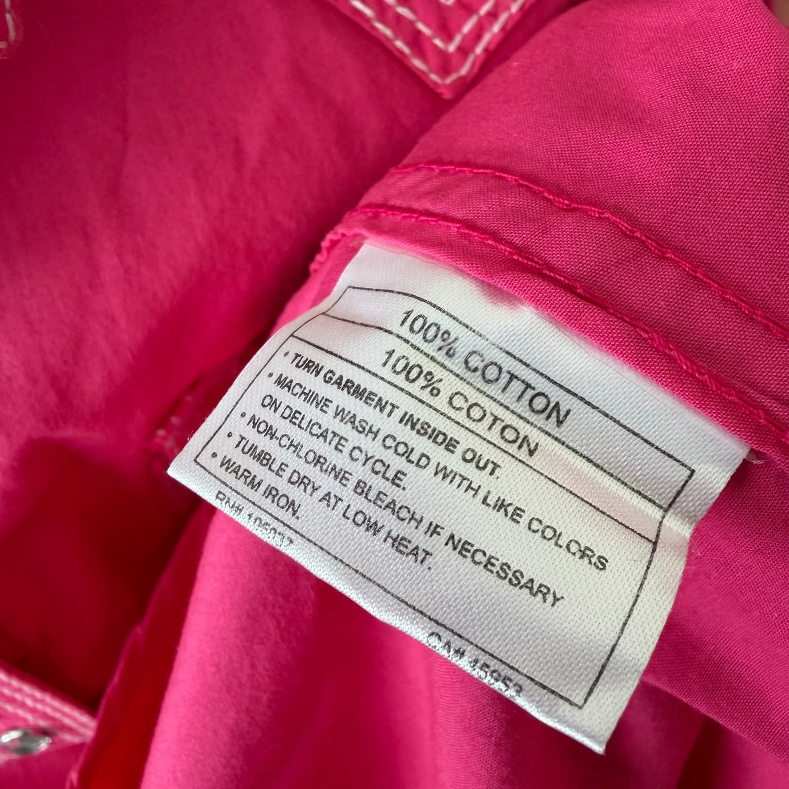 Ariat Western Snap Shirt Women Medium Hot Pink Rhinestone Bling Contrast Stitch - Thumbnail 6