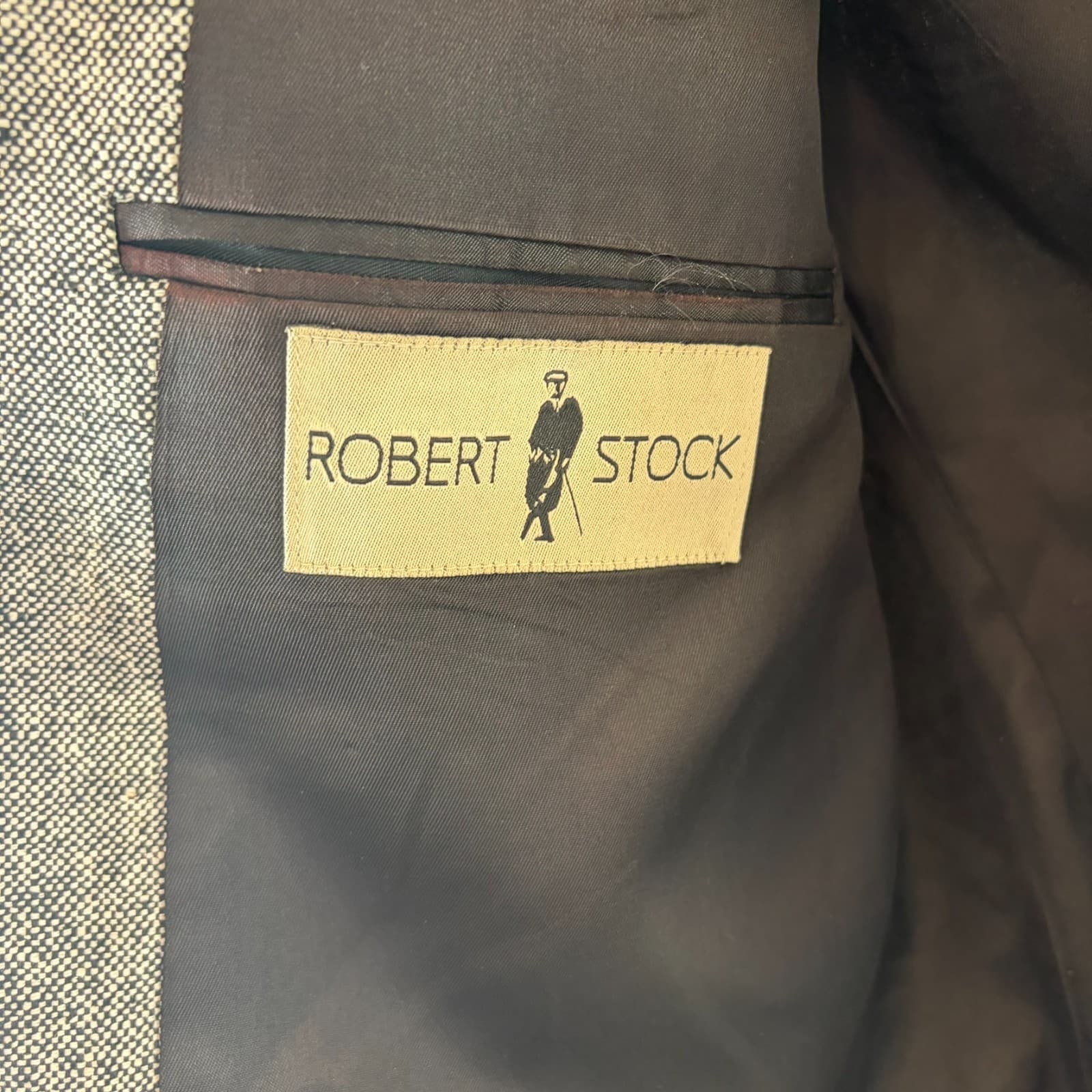 Vtg Robert Stock Blazer Jacket Mens 41R Gray Notch Lapel Single Breasted Formal - Thumbnail 3