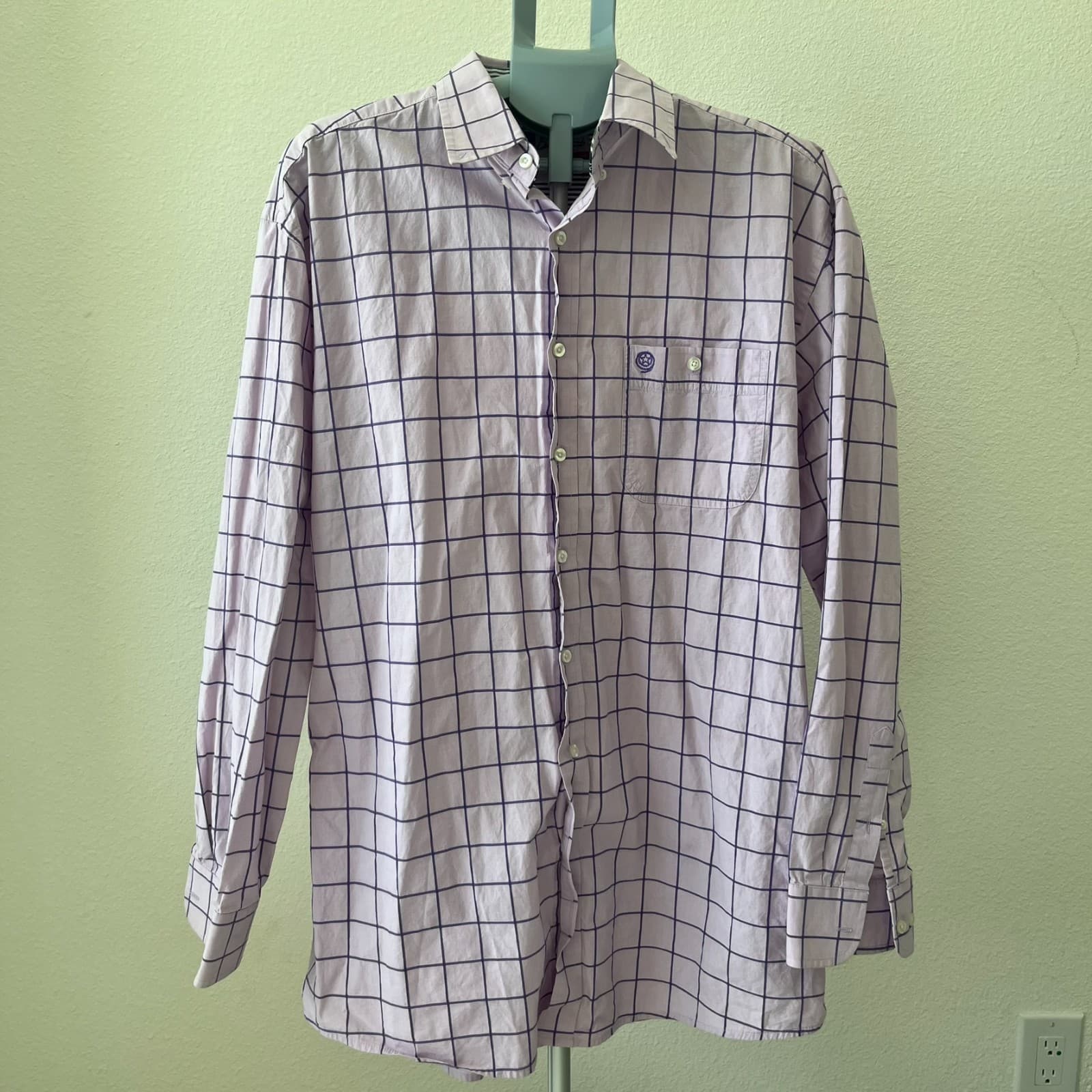 Wrangler George Straight Cowboy Cut XL Men Purple Check Embroidered Logo Shirt - Thumbnail 6