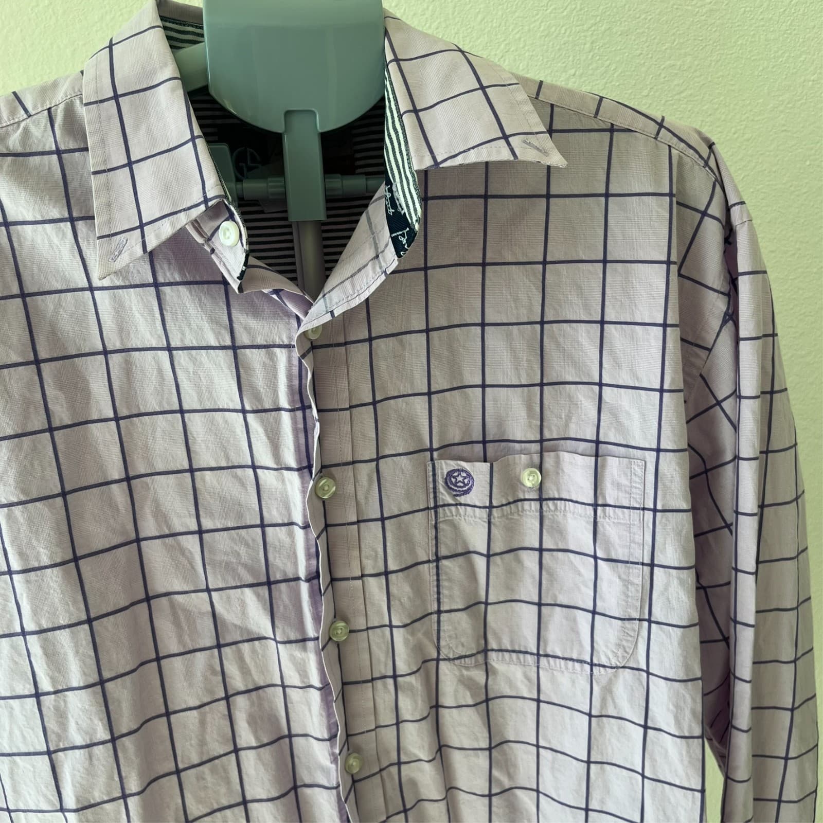 Wrangler George Straight Cowboy Cut XL Men Purple Check Embroidered Logo Shirt - Thumbnail 2