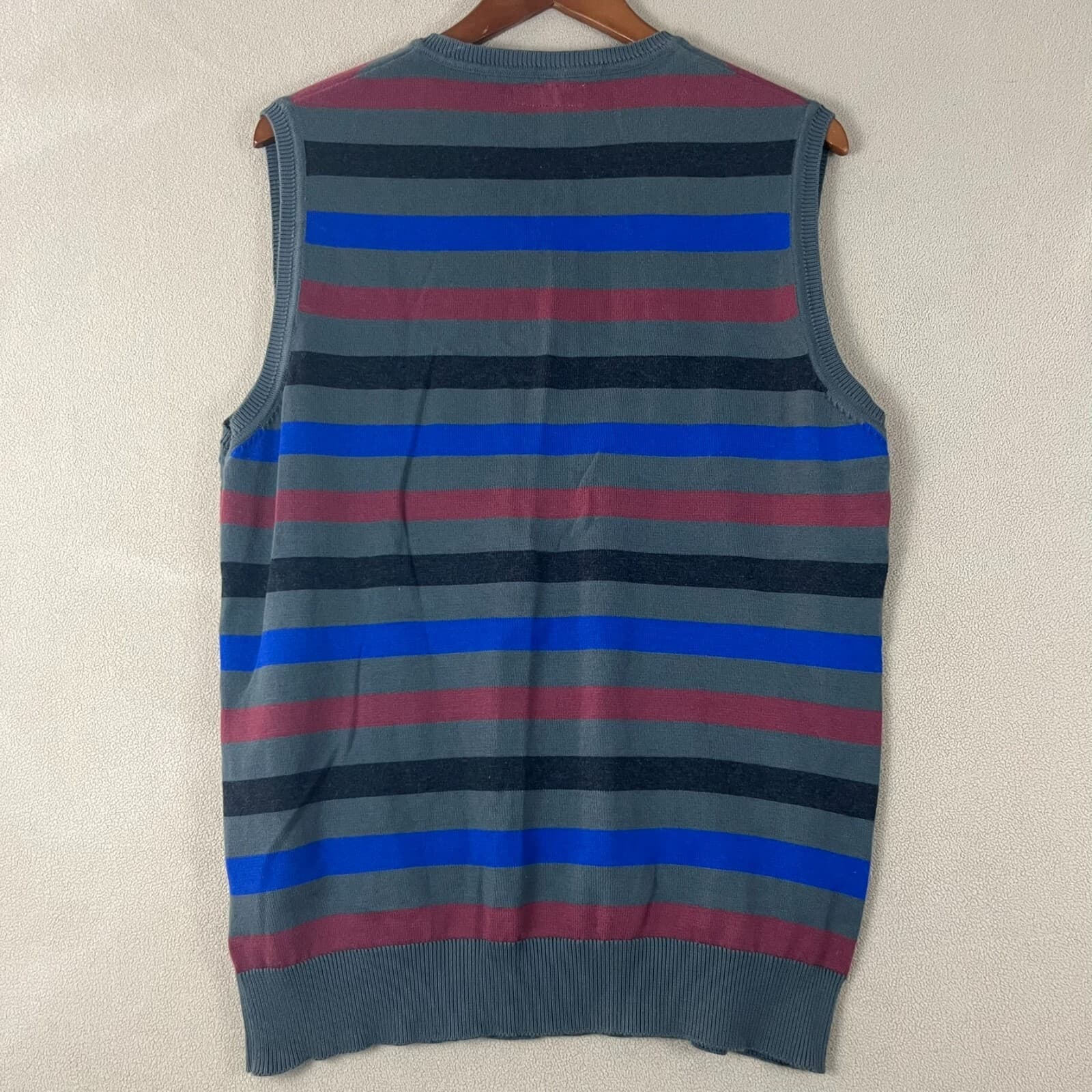 GANT Mens Sweater Vest Large Multicolor Stripped Knit VNeck Slipover Preppy Golf - Thumbnail 5