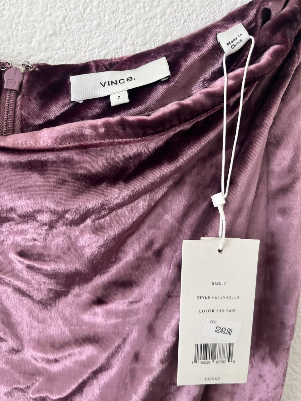 Vince Panne Wrap Skirt Women Sz 2 Purple Velvet Silk Single Vented Back Zip NWT - Thumbnail 3
