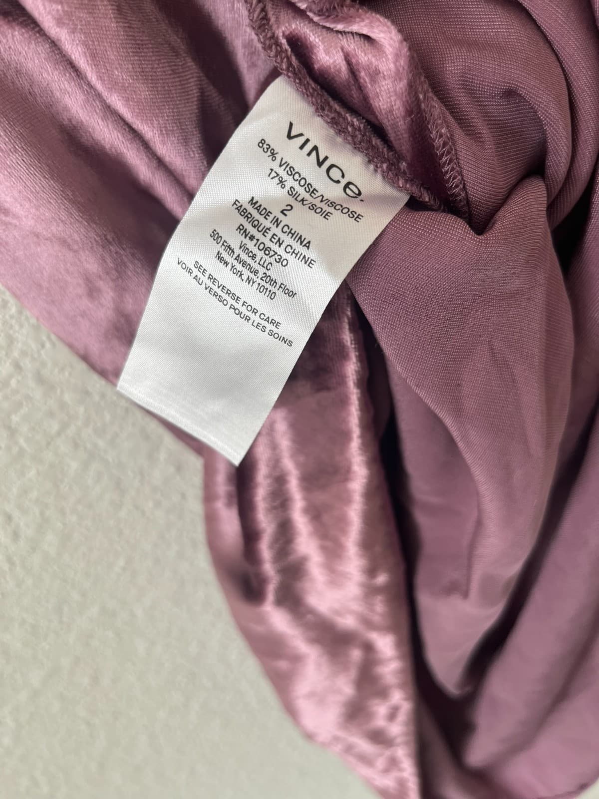 Vince Panne Wrap Skirt Women Sz 2 Purple Velvet Silk Single Vented Back Zip NWT - Thumbnail 4