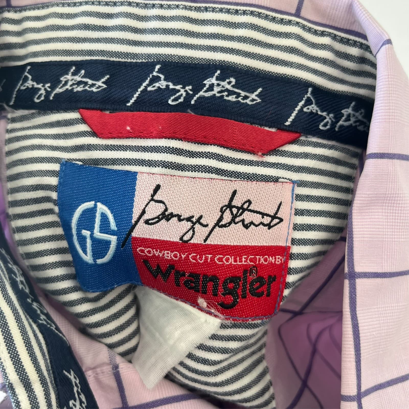 Wrangler George Straight Cowboy Cut XL Men Purple Check Embroidered Logo Shirt - Thumbnail 4