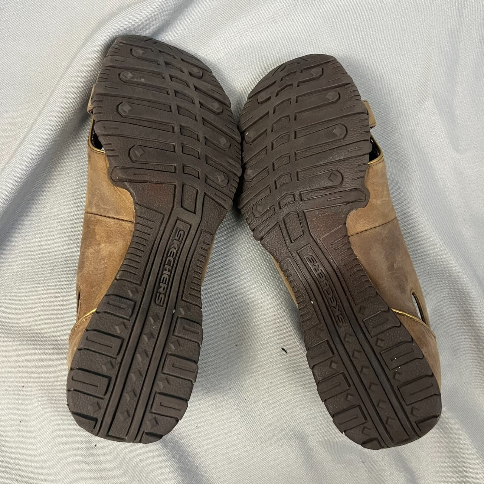 Skechers Leather Brown Original Bikers Buckle Peep Toe Slip On Shoes Womens 8.5 - Thumbnail 7