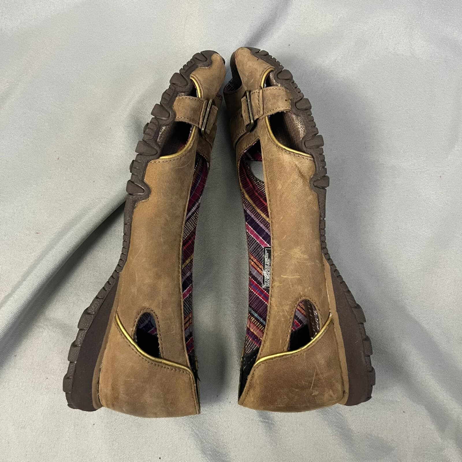 Skechers Leather Brown Original Bikers Buckle Peep Toe Slip On Shoes Womens 8.5 - Thumbnail 6