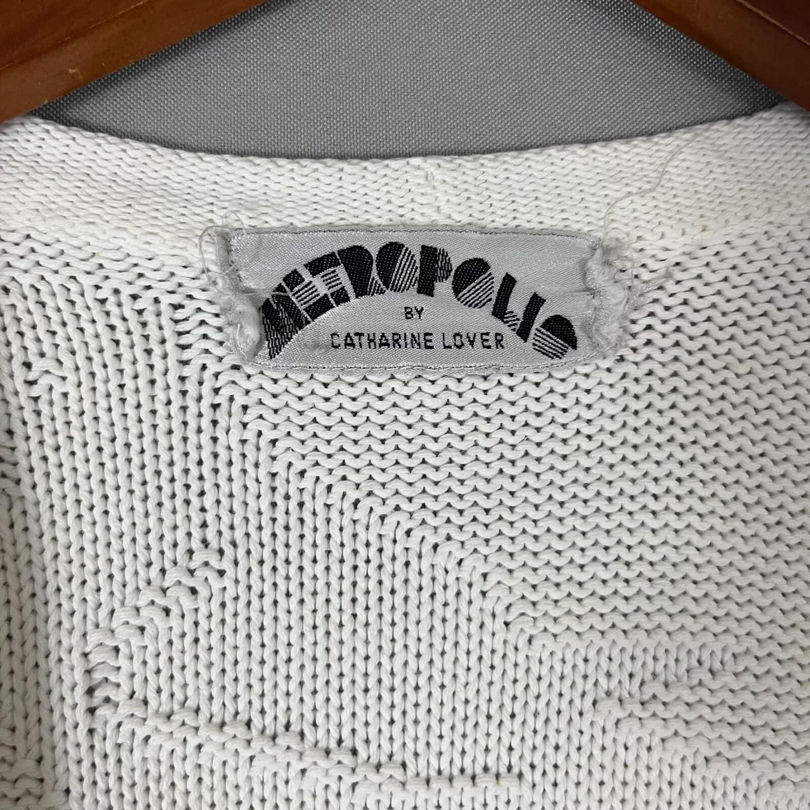 Metropolis by Catherine Lover Vintage Hand Knit Birds Long Cardigan Minimalist - Thumbnail 4