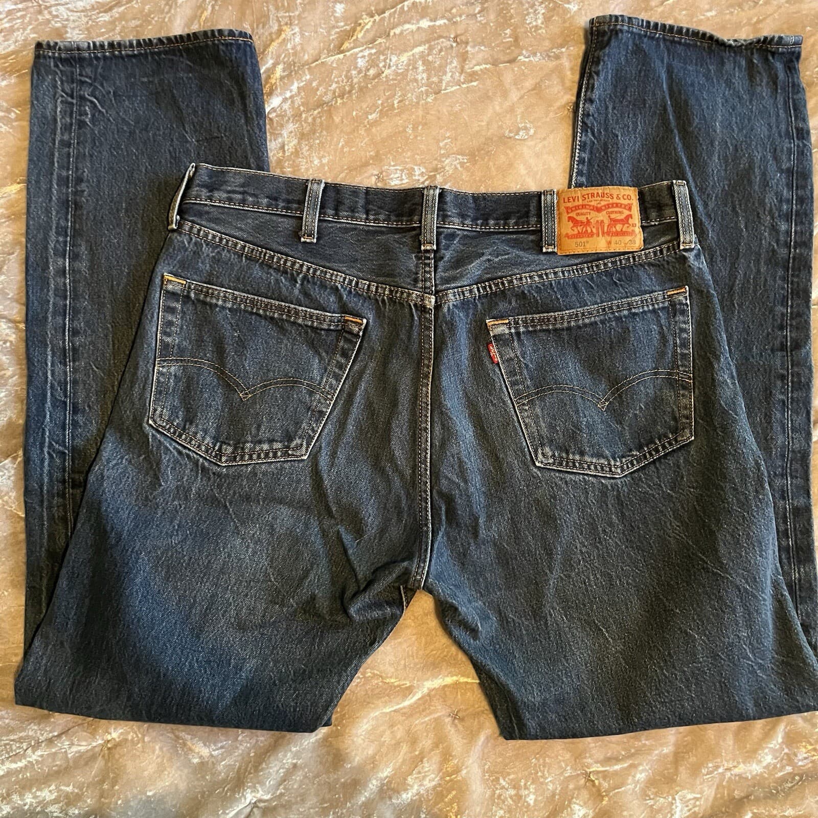 Levi's 501 Button Fly Mens Jeans Size (fits W 40x45 L) For Extra Tall Man Jeans - Thumbnail 8