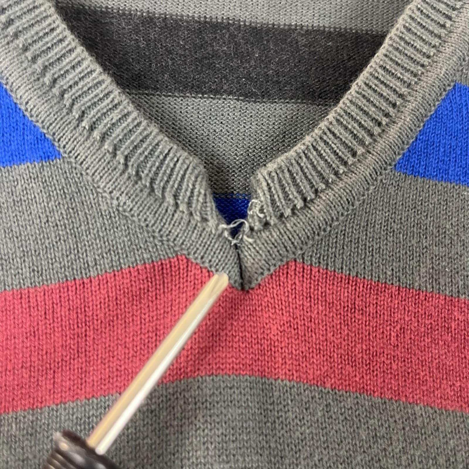 GANT Mens Sweater Vest Large Multicolor Stripped Knit VNeck Slipover Preppy Golf - Thumbnail 4